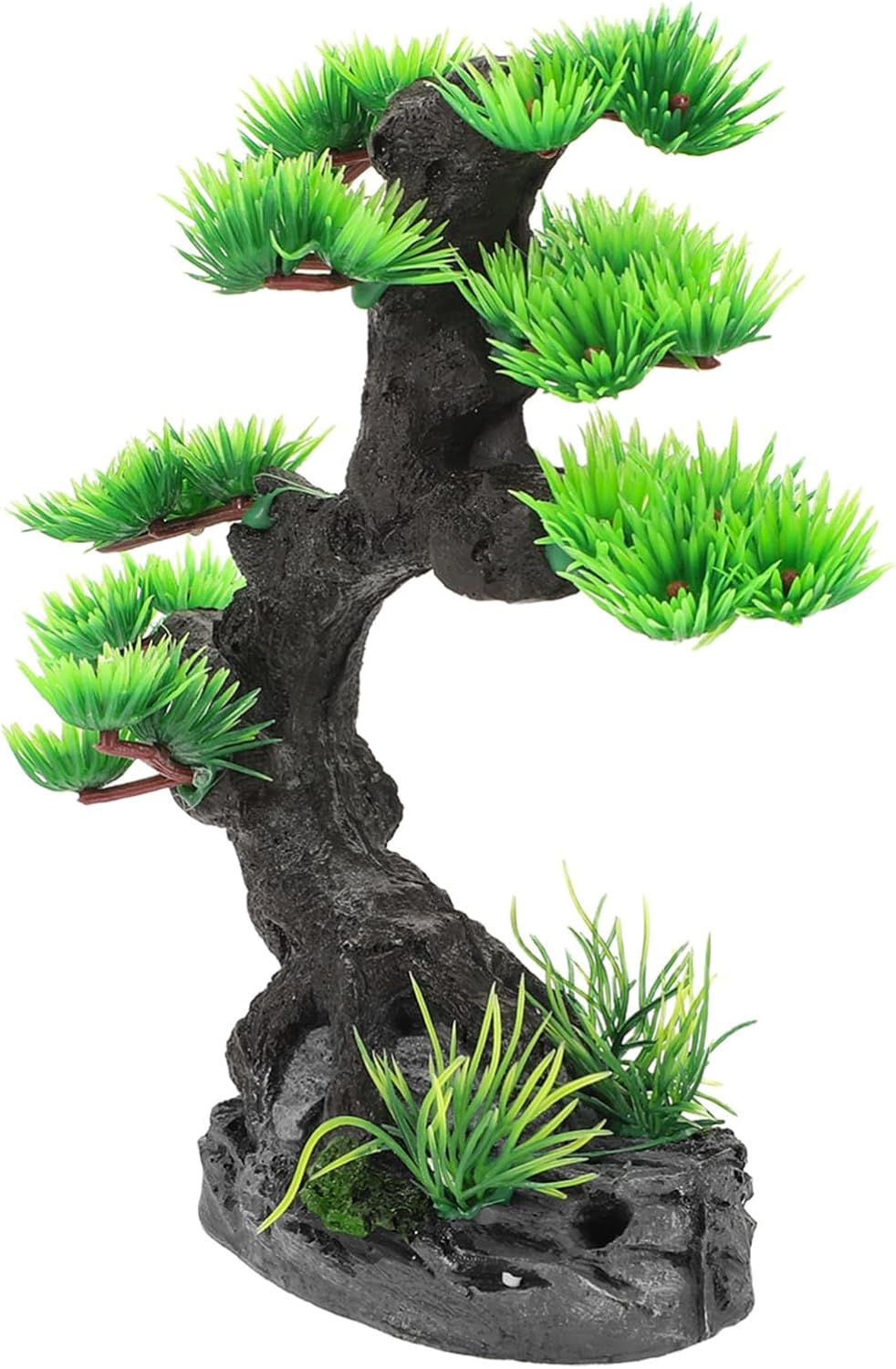 Kisangel Lifelike Artificial Bonsai Pine Tree for Aquarium Decoration Plastic Freshwater Fish Tank Plant Low Maintenance Aquatic Ornament for Betta and Goldfish Tanks Easy to Clean Aquarium