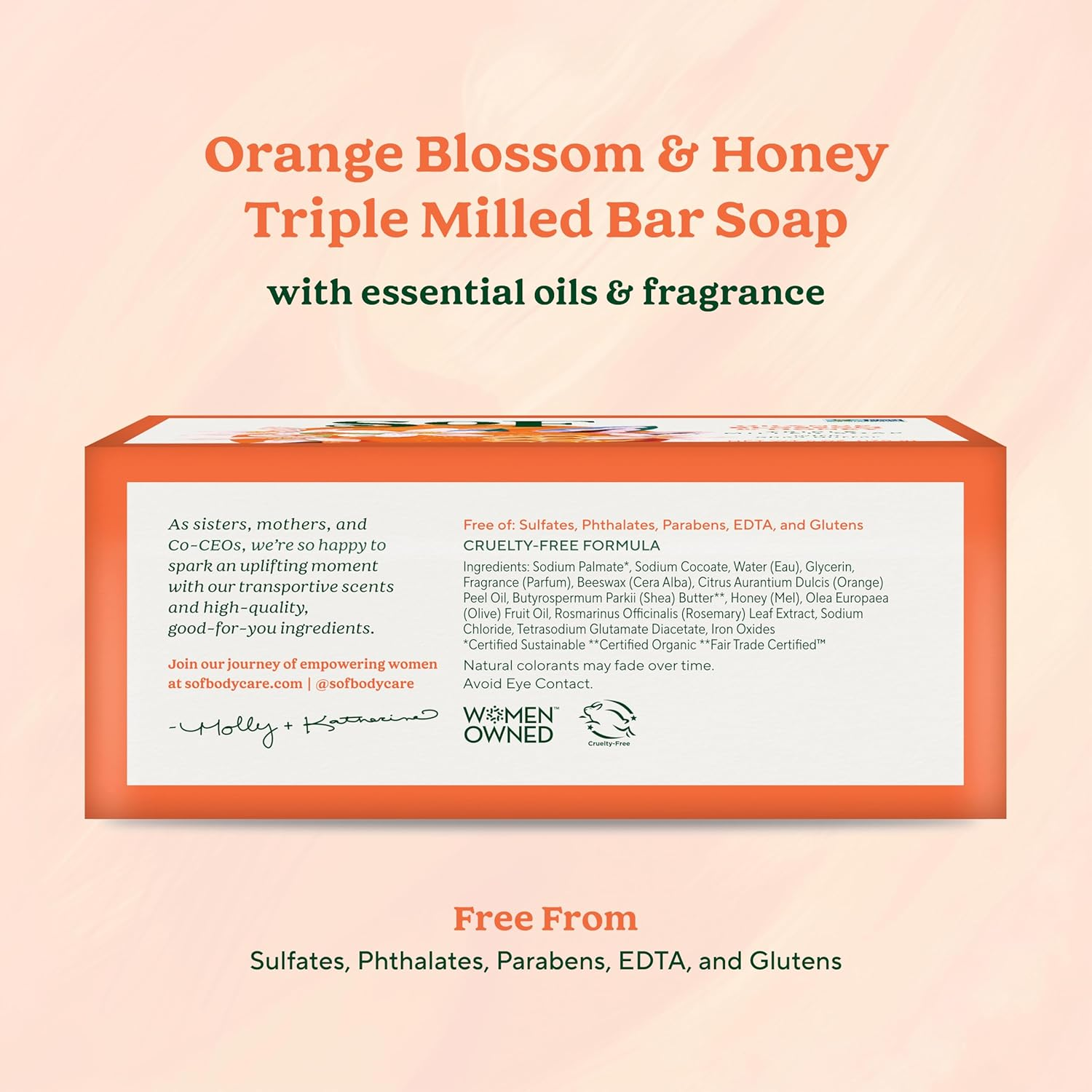 South of France Bar Soap - Orange Blossom Honey - Natural Body Care - 6 Oz (Pack of 4)