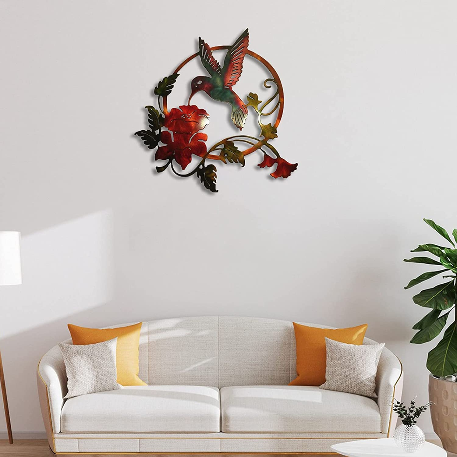 Bopfimer Iron Art Bird Wall Decor Garden Fence Lawn Hotel Wall Sculpture Ornaments Vintage Ornament for Indoor Outdoor Home A image number 4