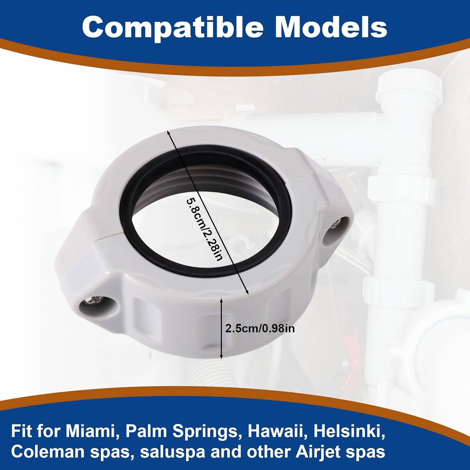 Lyreh Coupling Pump Inflation Adapter for Coleman, Premium ABS Plastic Screw Rubber Seal O Ring P61514 Ideal Accessories Compatible with Coleman Lay-Z-Spa Perfect Replacement for Saluspa image number 1