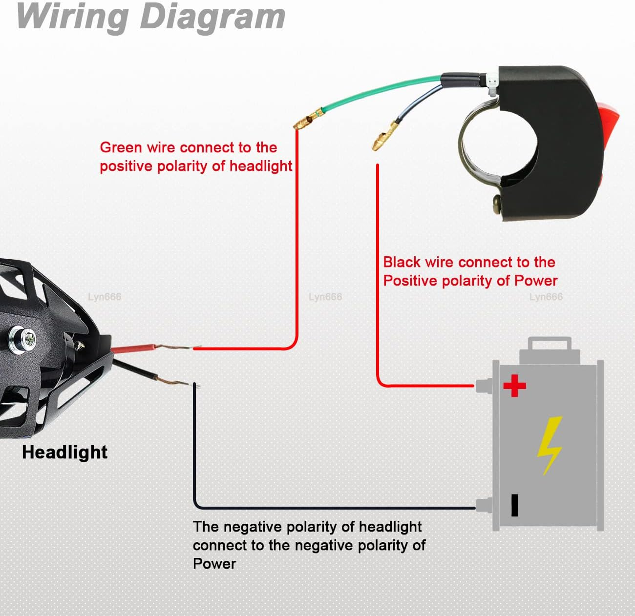Motorcycle Light Handlebar Switch with on off Button Push Button Bicycle Motorcycle Tuning Part Toggle Switch for U5 U7 U2 LED Headlight Scooter Electrombile
