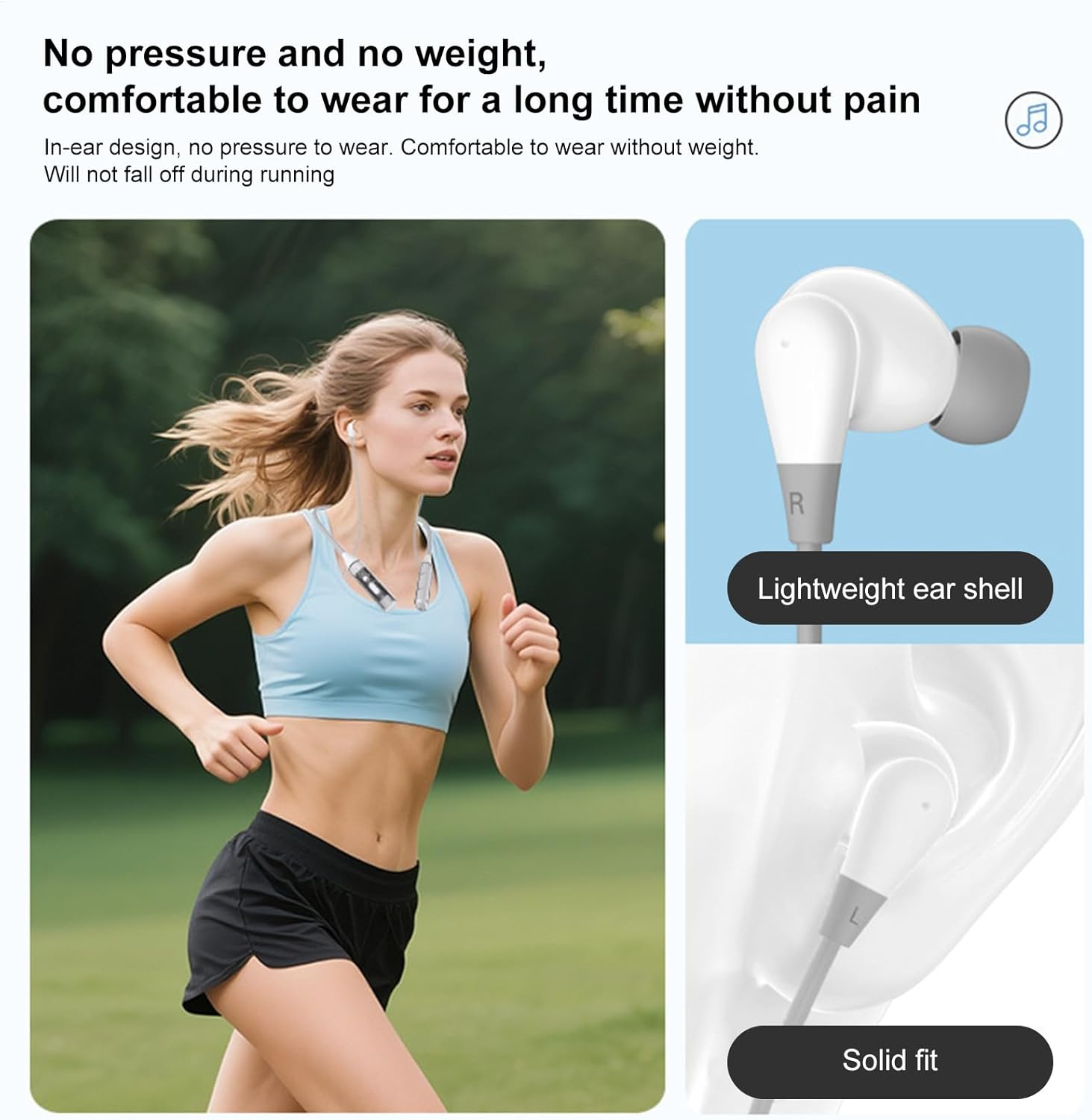 Neckband Earbuds - Magnetic Neckband Earbuds for Sport | Ergonomic Transparent Headset with Double Microphone Magnetic Earphone for Women Men Outdoor Gym Work Home image number 1