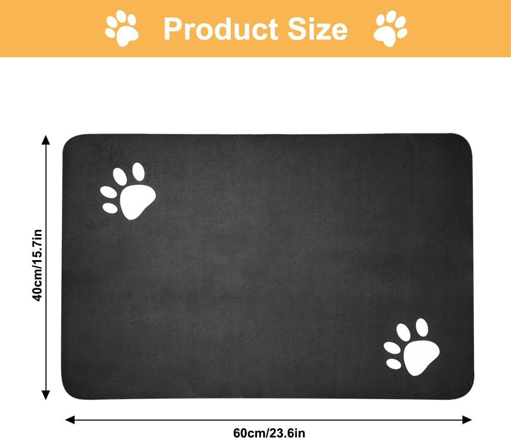 40 X 60 Cm Underlay Dog Bowl Absorbent Feeding Mat Cats Non-Slip Diatomite Mat Cat Bowl Quick Drying Feeding Mat Cat Easy Cleaning Feeding Bowl Mat Cat (Black) image number 6