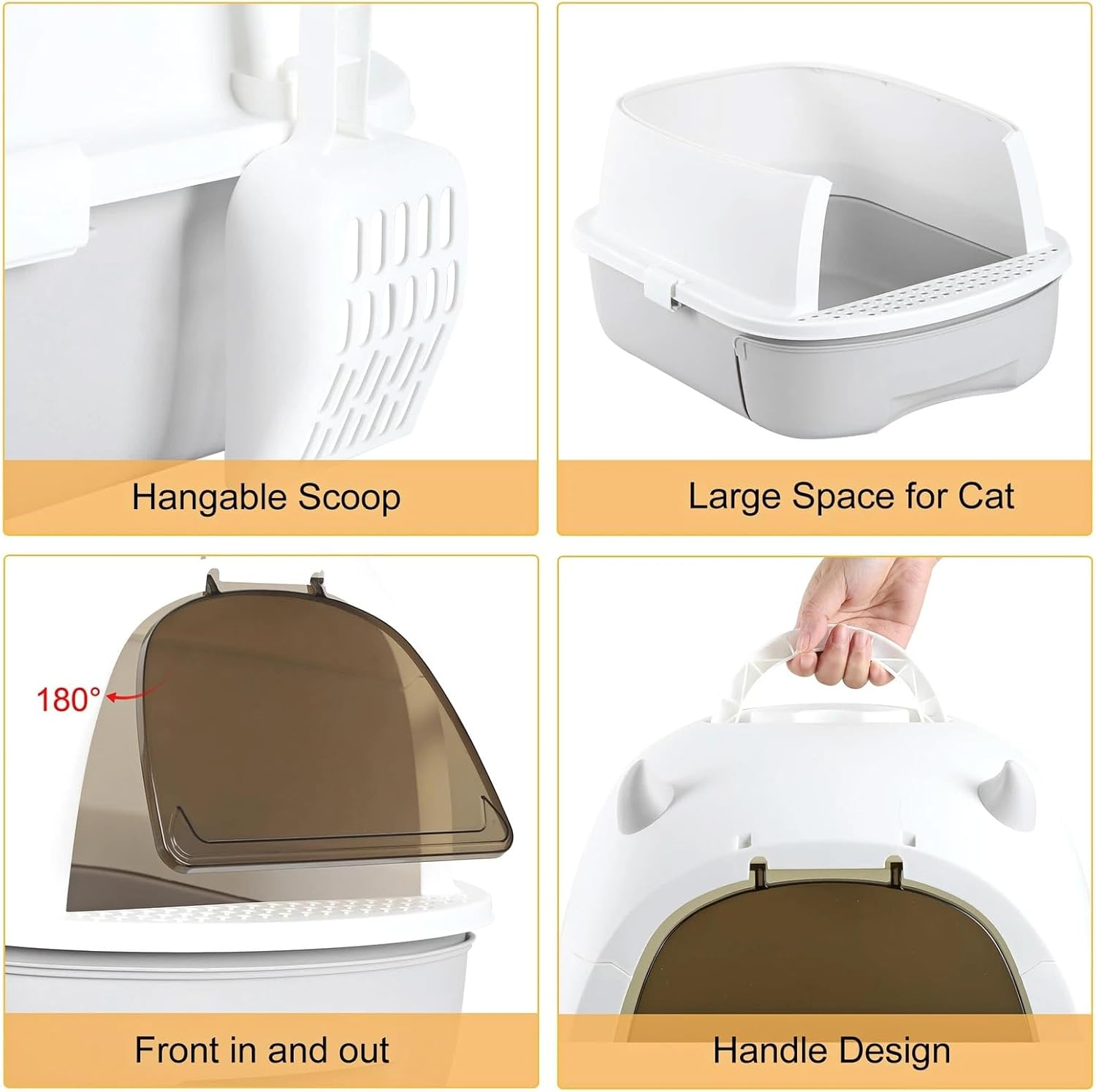 Extra Large Enclosed Cat Litter Box Tray Removable Top Lid with Scoop Toilet Pet,Easy Clean Cat Litter Pan