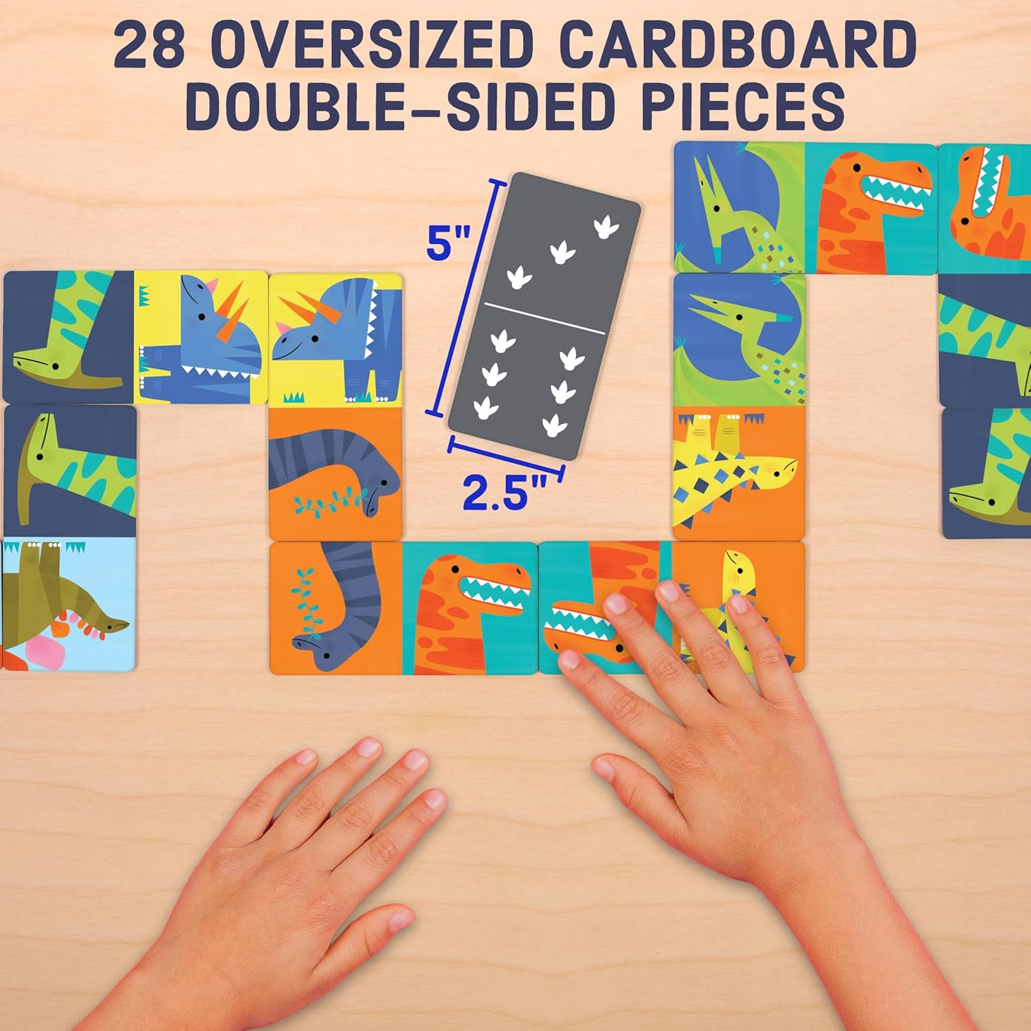 Mudpuppy Dinosaur Dominoes: 28 Oversized, Double-Sided Pieces - Ages 3-8, 2+ Players image number 2