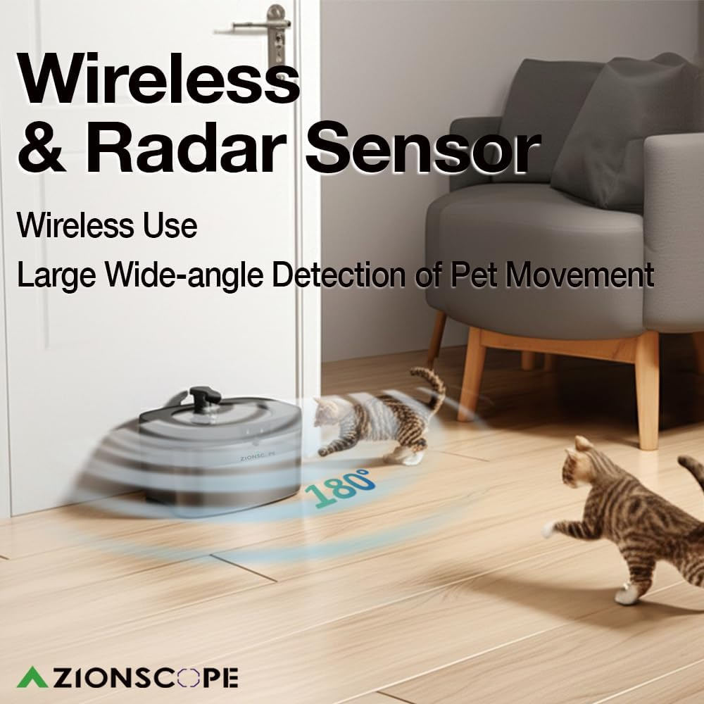 4L Automatic Wireless Pet Water Fountain| Upgraded Filtration System | Ultra-Quiet | Low Water Alarm | Multiple Cats Water Fountain | Radar Sensor/Two Water Mode | Long Battery Life(Grey, 4L)