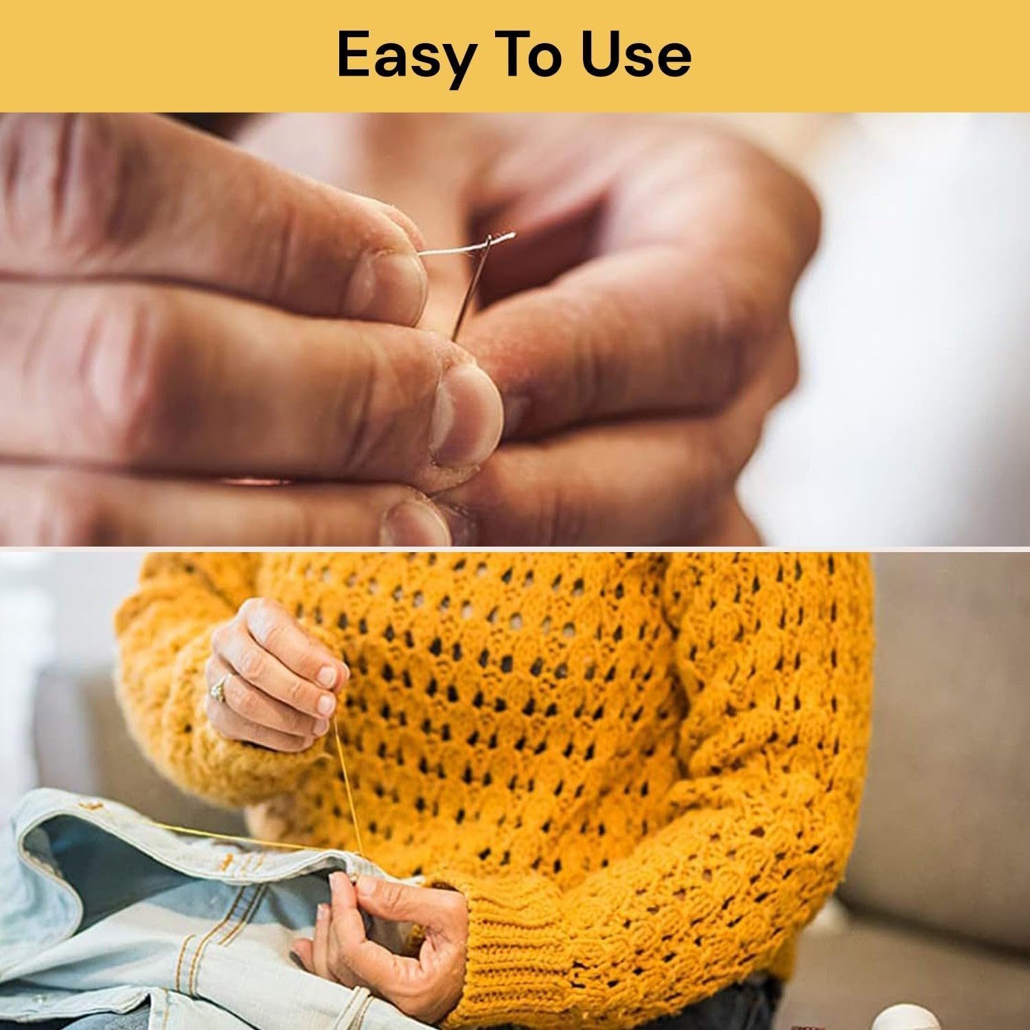 EZONEDEAL 12Pcs Self-Threading Needles, Blind Needles,Needle Threader, Eye Needles for Hand Sewing Needles for Embroidery, Sewing, Quilting, Darning,