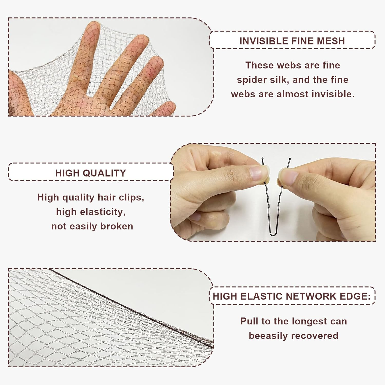 UILYNIU 183 Piece Hair Bun Maker Set, 3 Pieces Doughnut Hair Buns, 60 Pieces Hair Nets Invisible with 100 Pieces Hair Clip Hairpin, 20 Pieces Elastic Hair Bands for Children Girls (Brown)