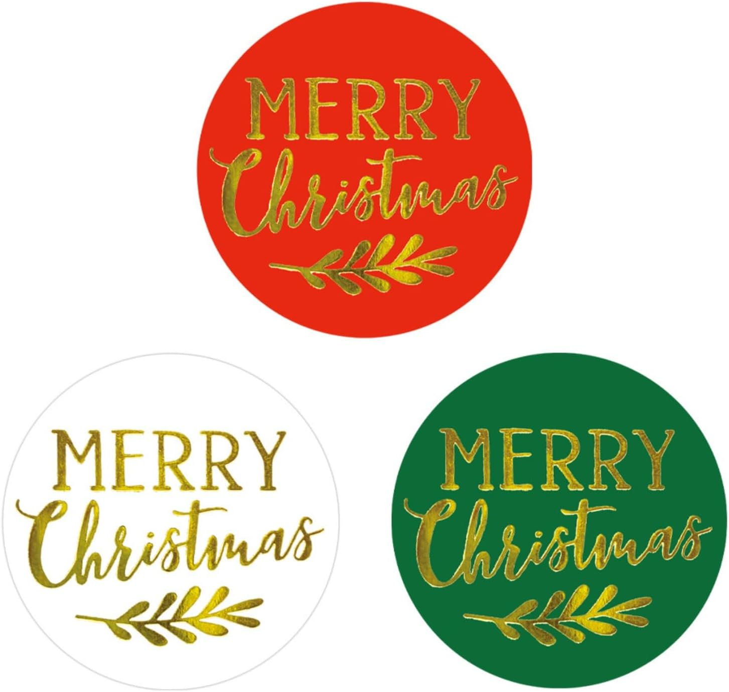 1 Roll Gold Foil Merry Christmas Stickers, Red, Green & White Envelope Seal Labels for Gift Wrapping, Holiday Cards, and Party Decorations image number 4