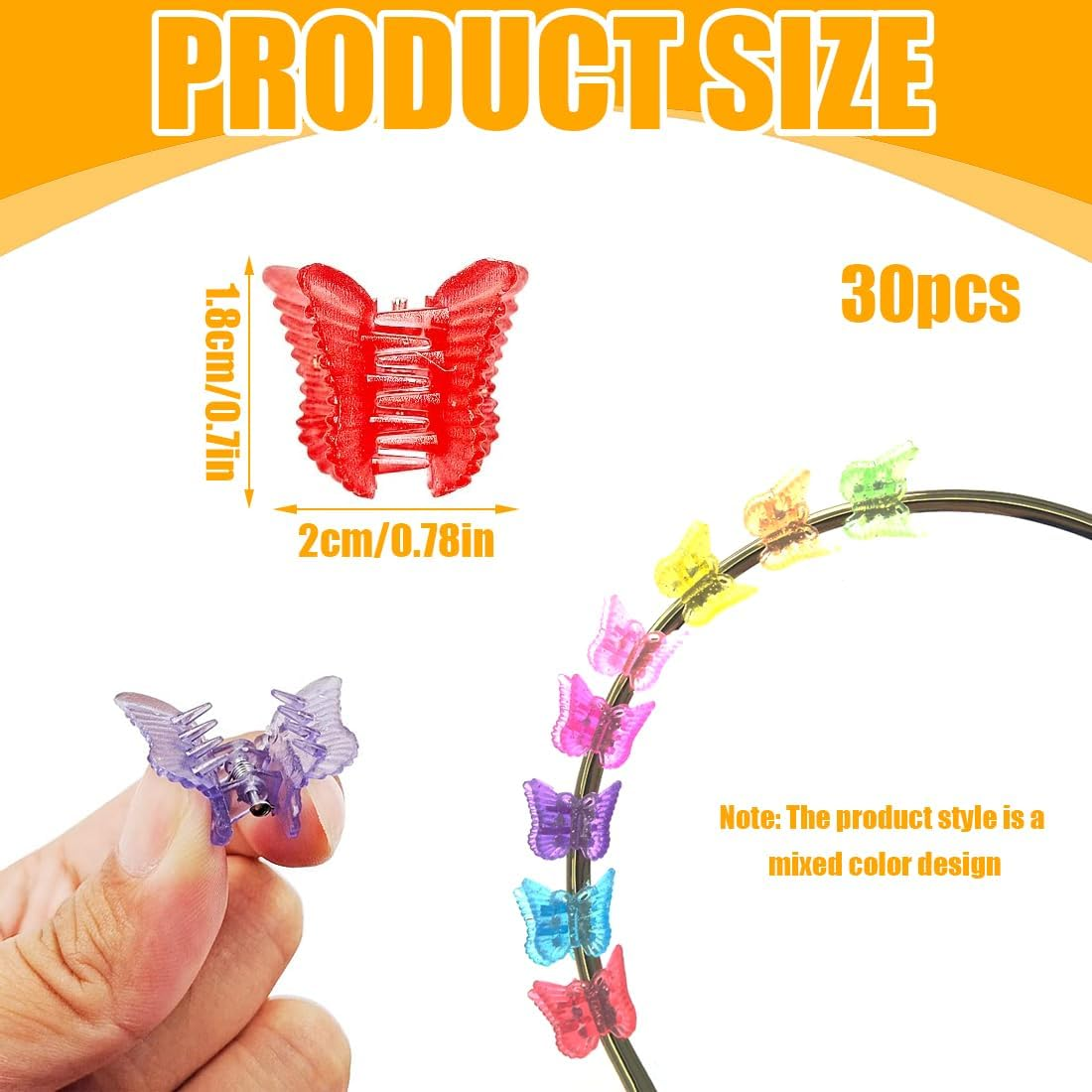 HQR Pack of 30 Women'S Small Non-Slip Hair Clips, Mini Hair Clips, Butterfly Hair Clips, Cute Hair Clips, Small Decorative Hair Clips, Wedding Hair Clips image number 3