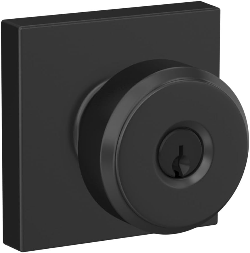 Schlage F51A BWE 622 COL Bowery Door Knob with Collins Trim, Keyed Entry Lock, Matte Black image number 5