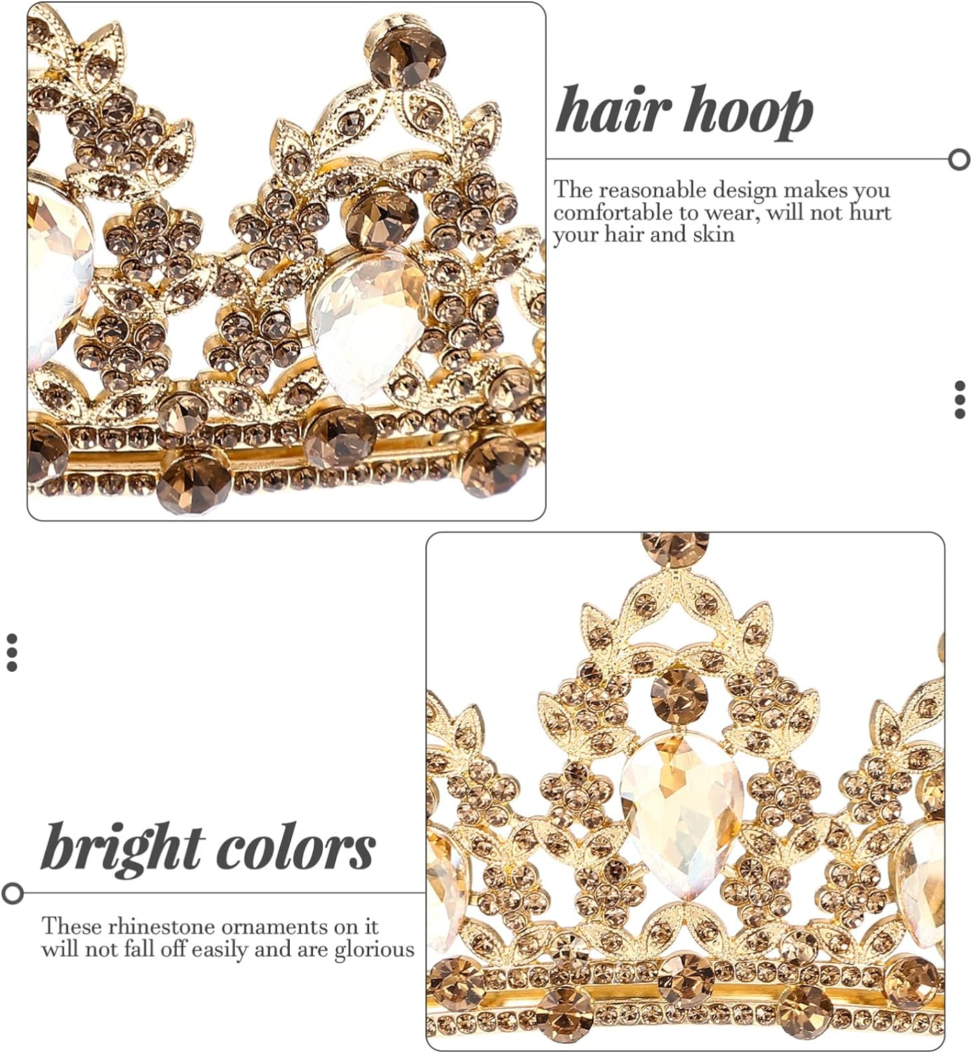 FRCOLOR Wedding Crown Rhinestone Bridal Tiara Party Crown Shining Engagement image number 2