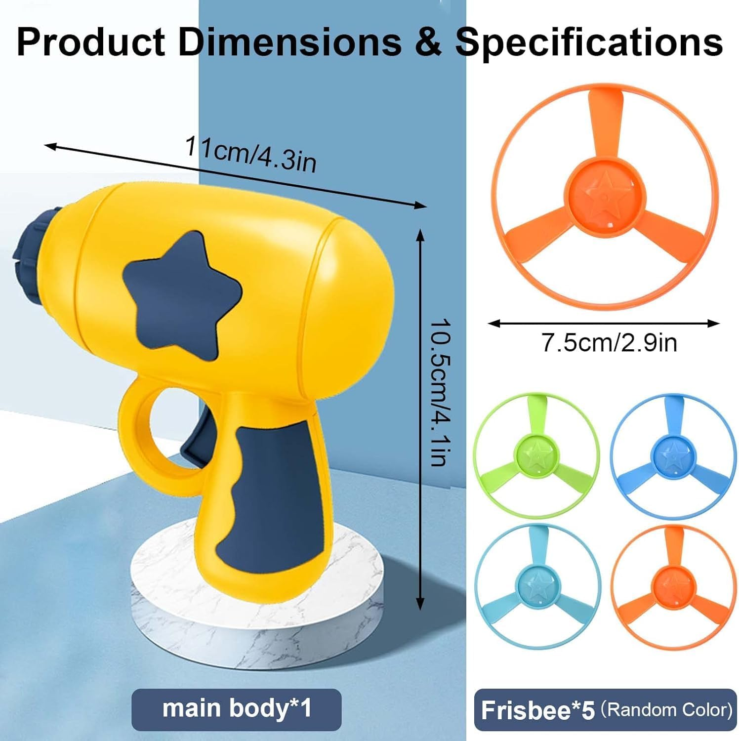 Cat Fetch Toy, Colourful Flying Propeller Disc Cat Toy Chasing Saucer with 1 Launchers, 5 Propellers Random Colour for Interactivity Training Hunting Hitting Pet Toy (Yellow) image number 6