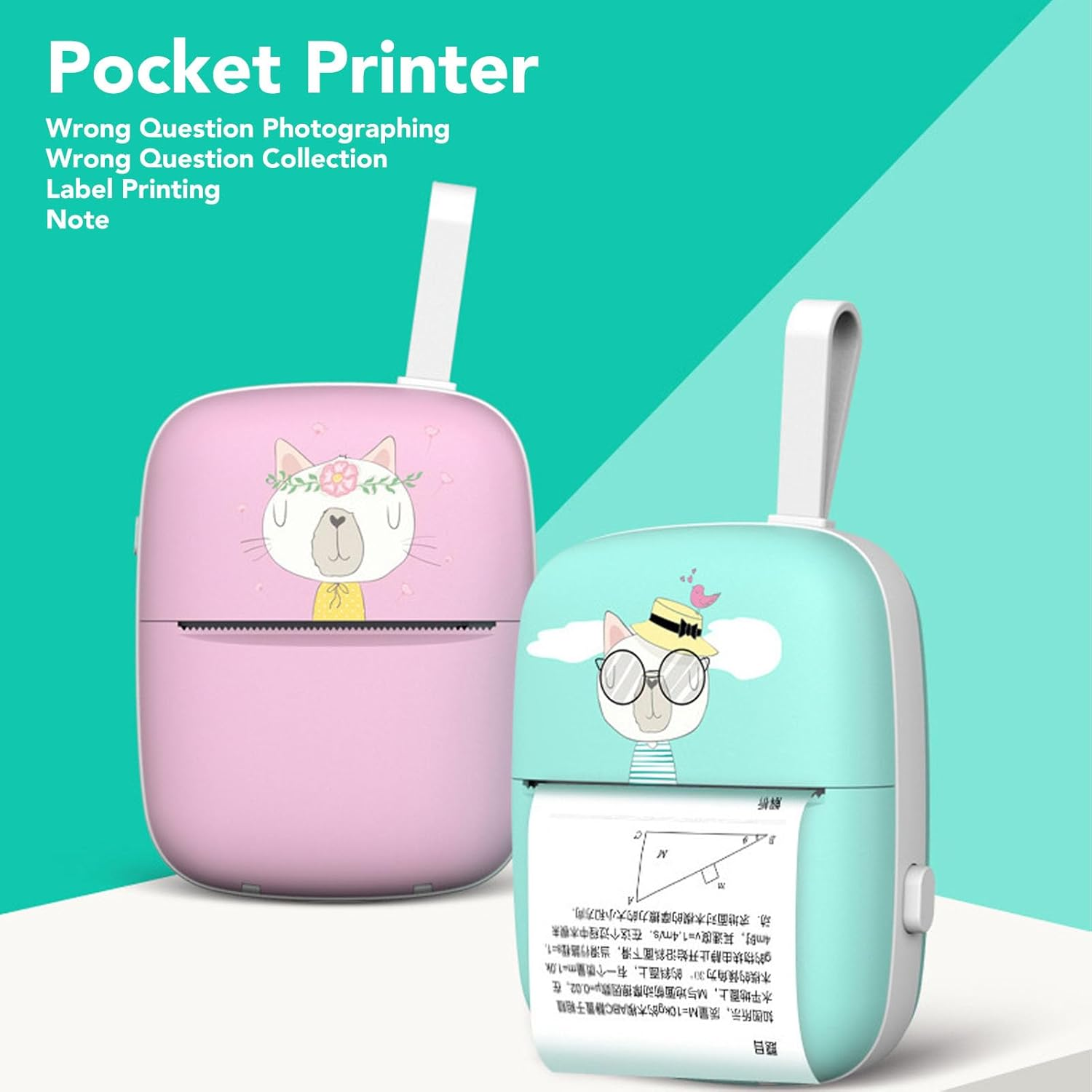 Printer, Portable Thermal Printer, Sticker Maker Machine Mini Printer, Label Printer Home Photo Scrapbook Small Printer for Learning Assistance, Study Notes, Picture (Blue) image number 6