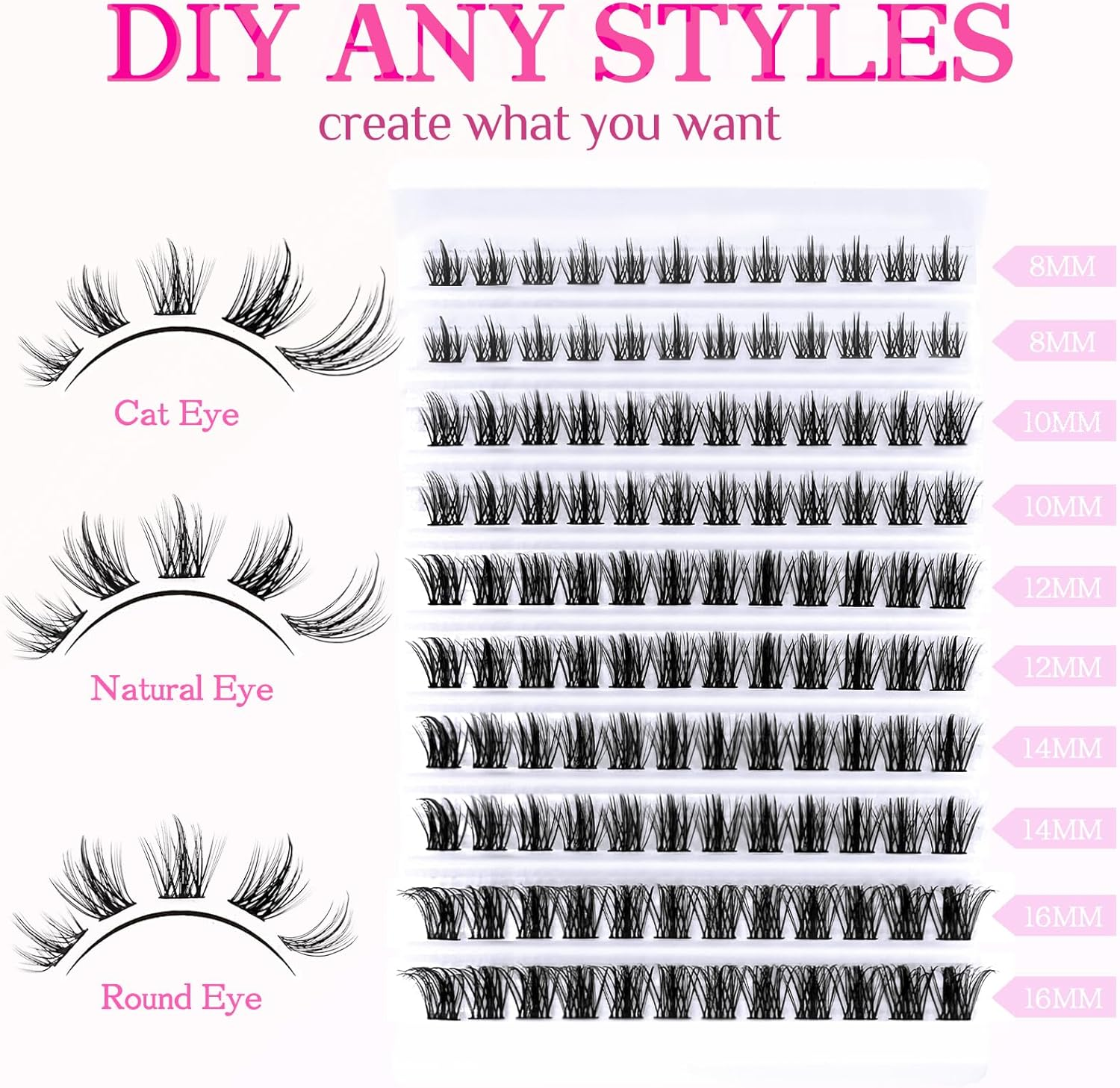 Lash Clusters C Curl Manga Eyelash Extensions Wispy 8-16MM Natural Spiky Eyelash Clusters Thin Band 120Pcs,8Mm 10Mm 12Mm 14Mm 16Mm Mix False Eyelashes image number 4