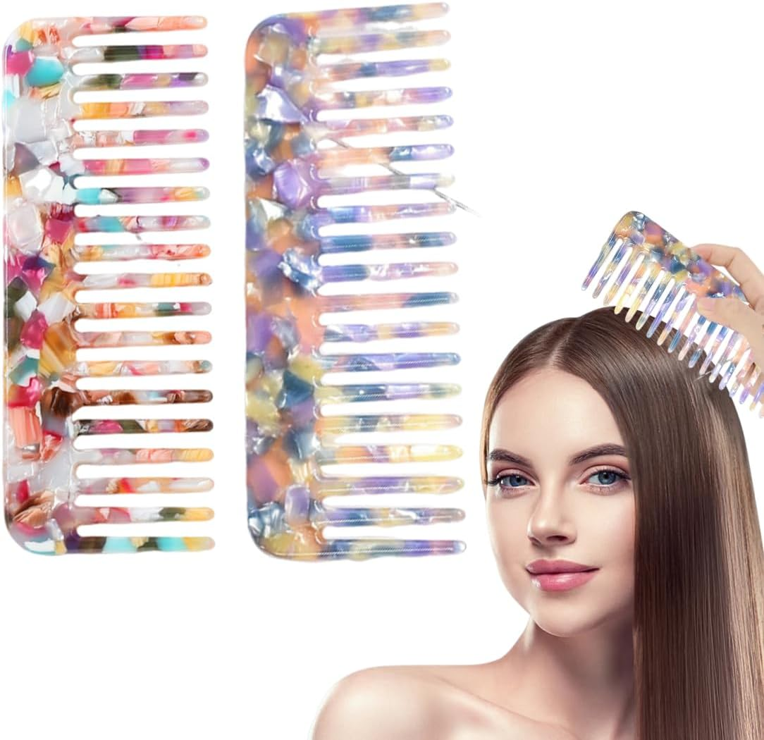 EUYKQNOI Pack of 2 Combs for Curls Curls Coarse Teeth Comb Curls Wide Tooth Comb Antistatic Comb with Large Teeth Hair Comb Wide Tooth Comb for Curls Long Hair Colourful