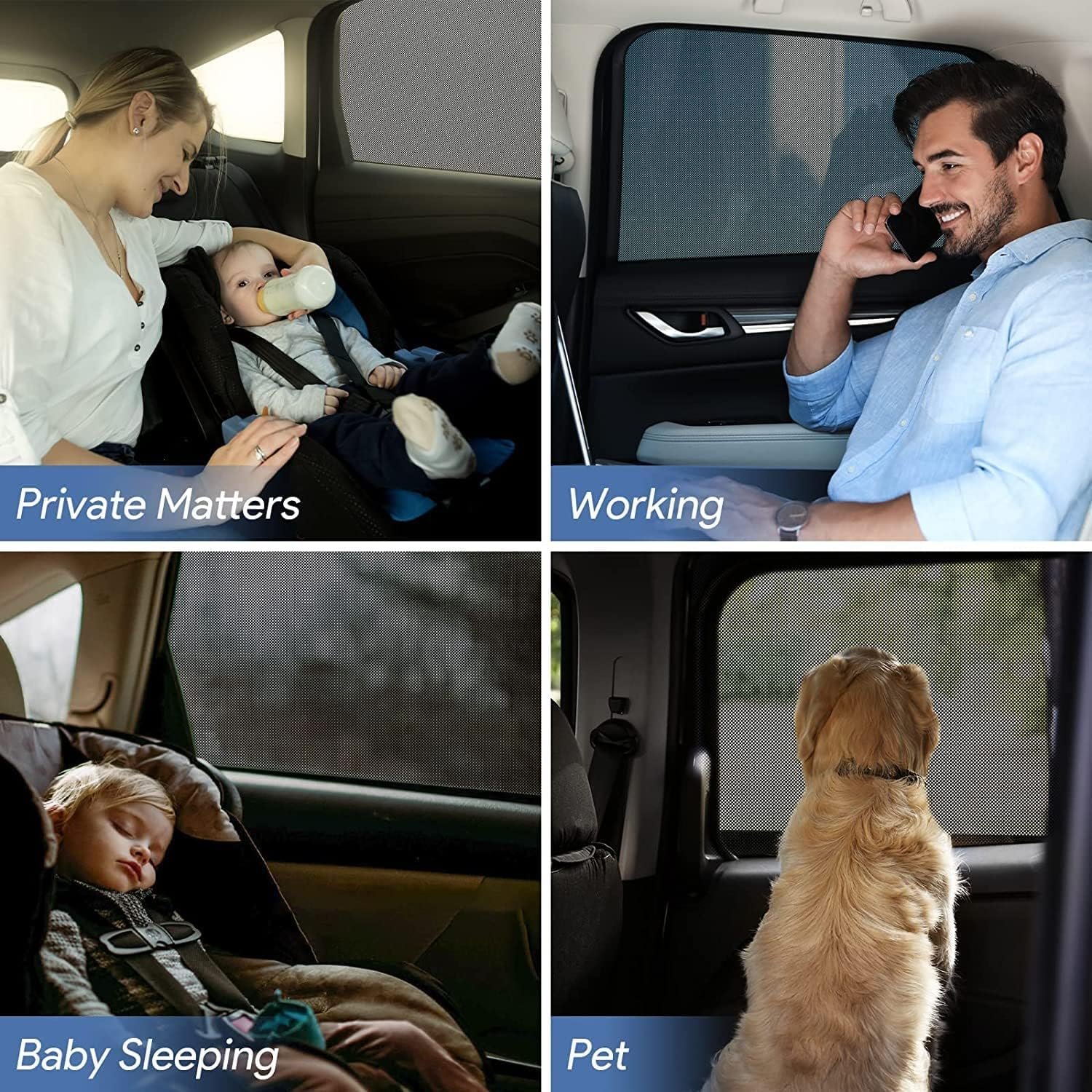 Kuskins 2 Pack Sun Shade for Car，Car Window Shades for Baby - UV Protection Sun Shade Side Window Curtains, Blackout Mesh for Heat & UV Block (Universal Fit 60-110Cm) - Compatible with Most Cars image number 1