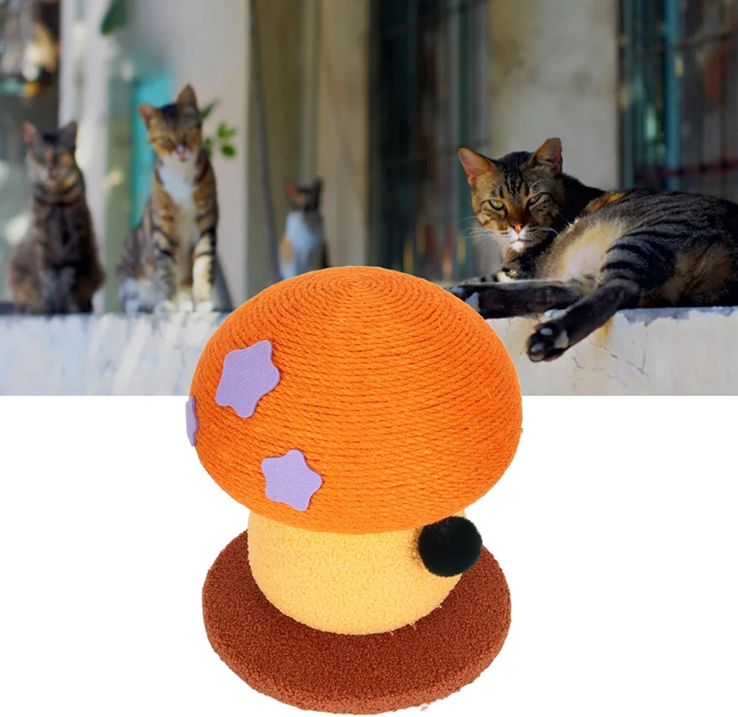 Cat Scratching Post, Claw Grinding Scratch Resistant Mushroom Shape Sisal Tall Kitten Scratcher, Durable Grinding Claws Cat Scratch Post for Indoor image number 5