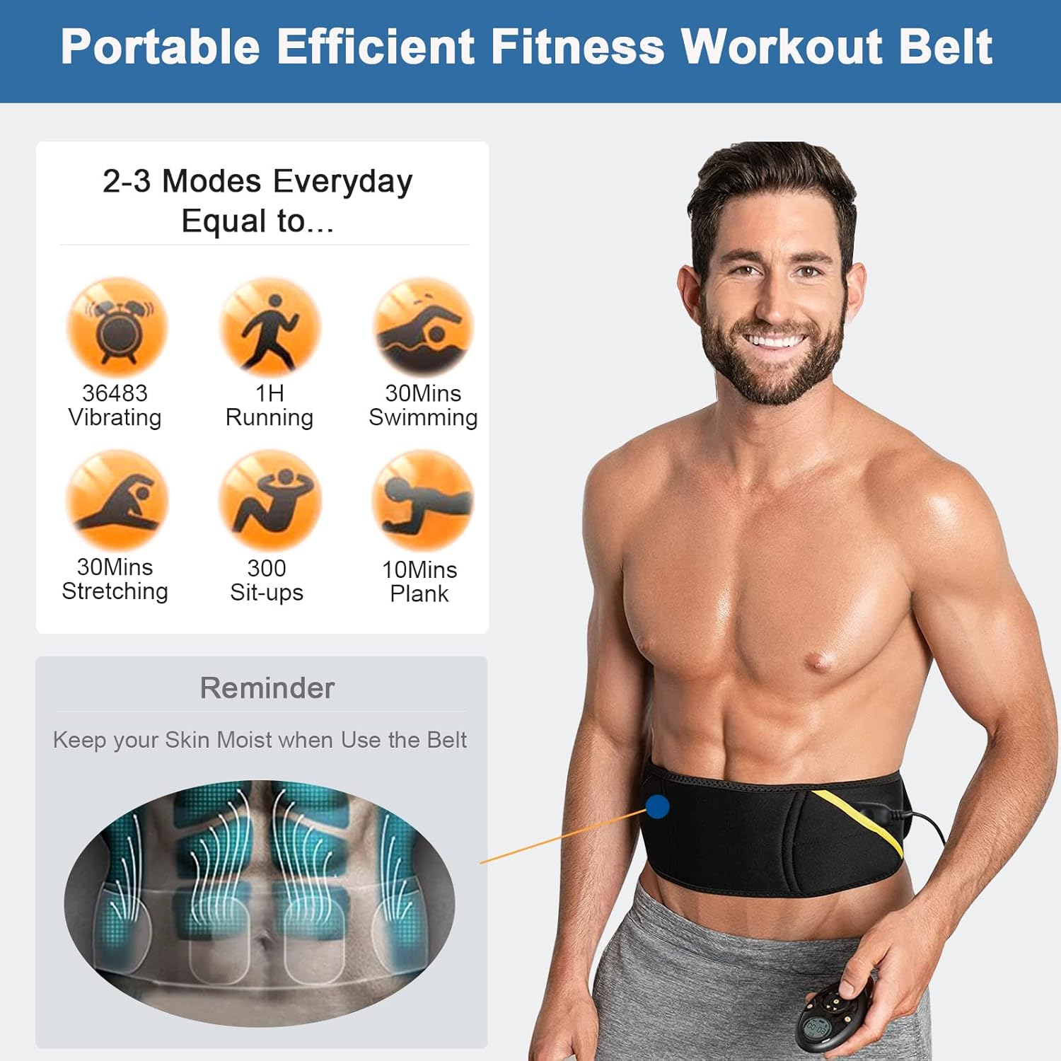 Abdominal Training Belt for Men Women, Wandiory Ab Fitness Workout Portable Equipment for Home Office, 24"-55" image number 2