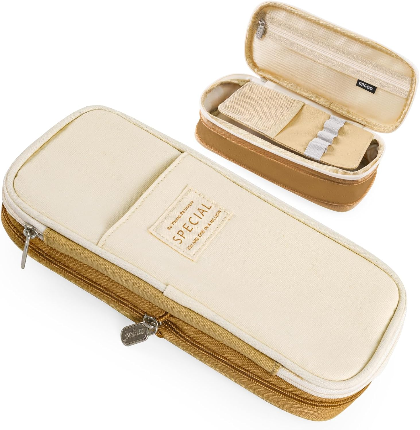 Pencil Case, Large Pencil Case with 2 Compartment, Pink Aesthetic Pen Bag with Double Zippers, Back to School Supplies for Kids Adult Boys Girls Student