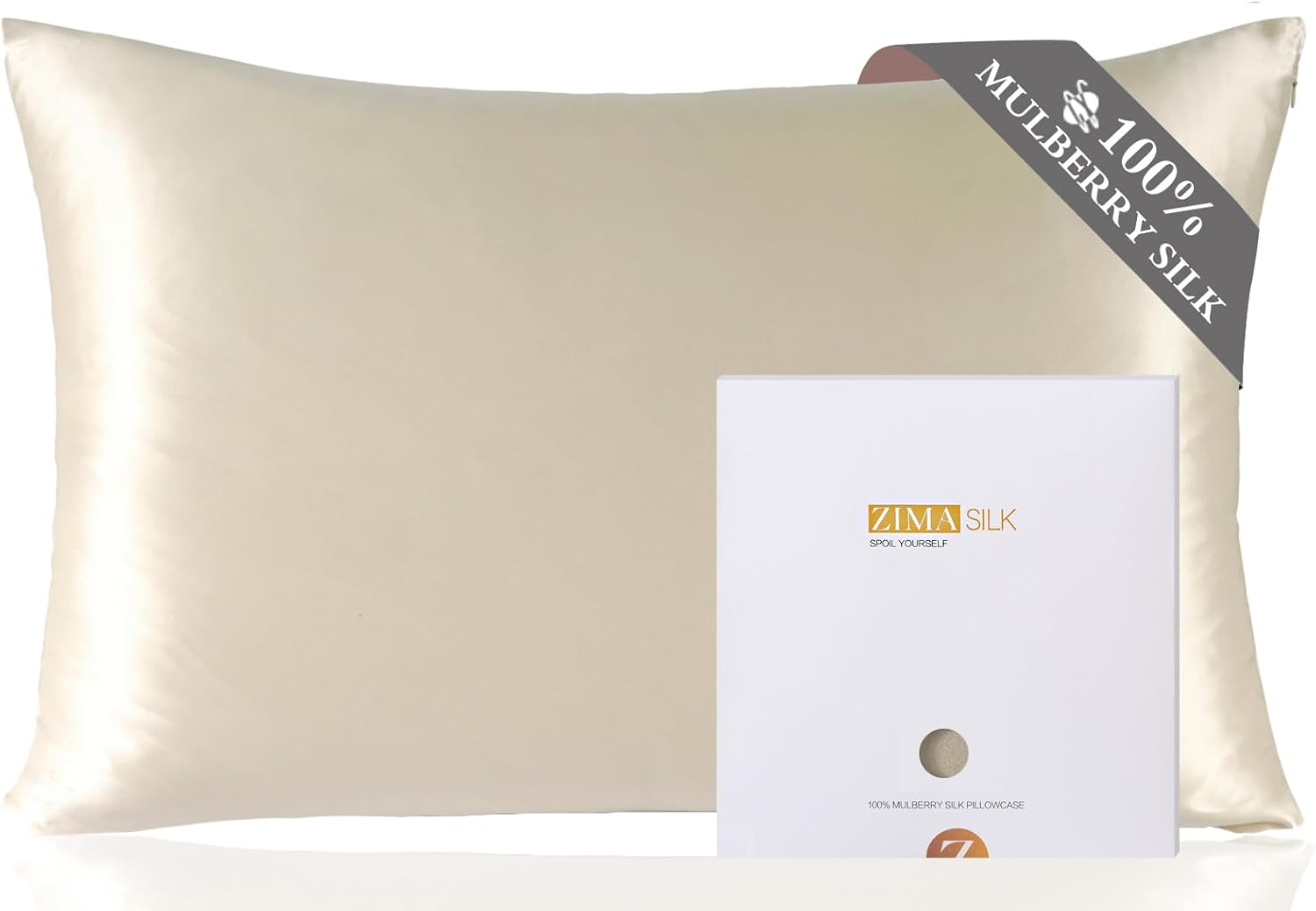 ZIMASILK 100% Mulberry Silk Pillowcase for Hair & Skin, 19 Momme Both Sides Pure Silk, 600 Thread Count, Hidden Zipper, 1Pc (Queen 20"X30", Taupe)