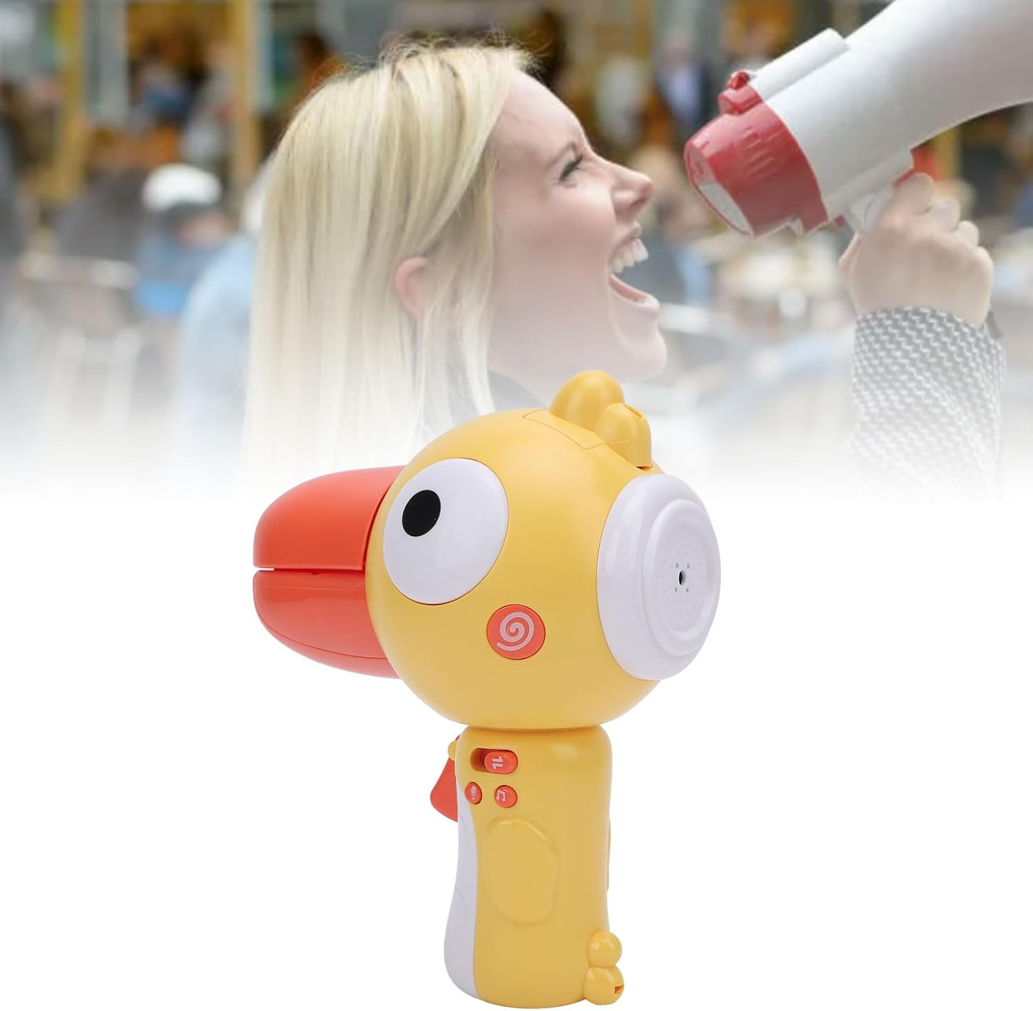 Voice Changer for Kids - Cartoon Bird Voice Changing Microphone with Lanyard, 3 Different Modes Voice Changing Amplifier Recording Megaphone for Girls, Boys Fun image number 1