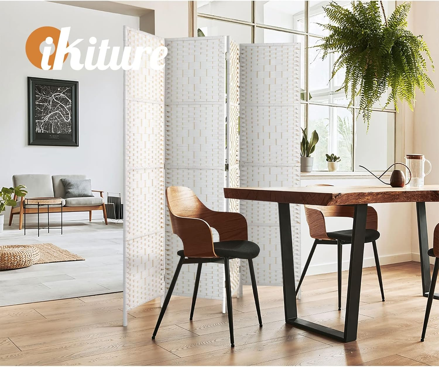 Oikiture 4 Panel Room Divider Privacy Screen White image number 7