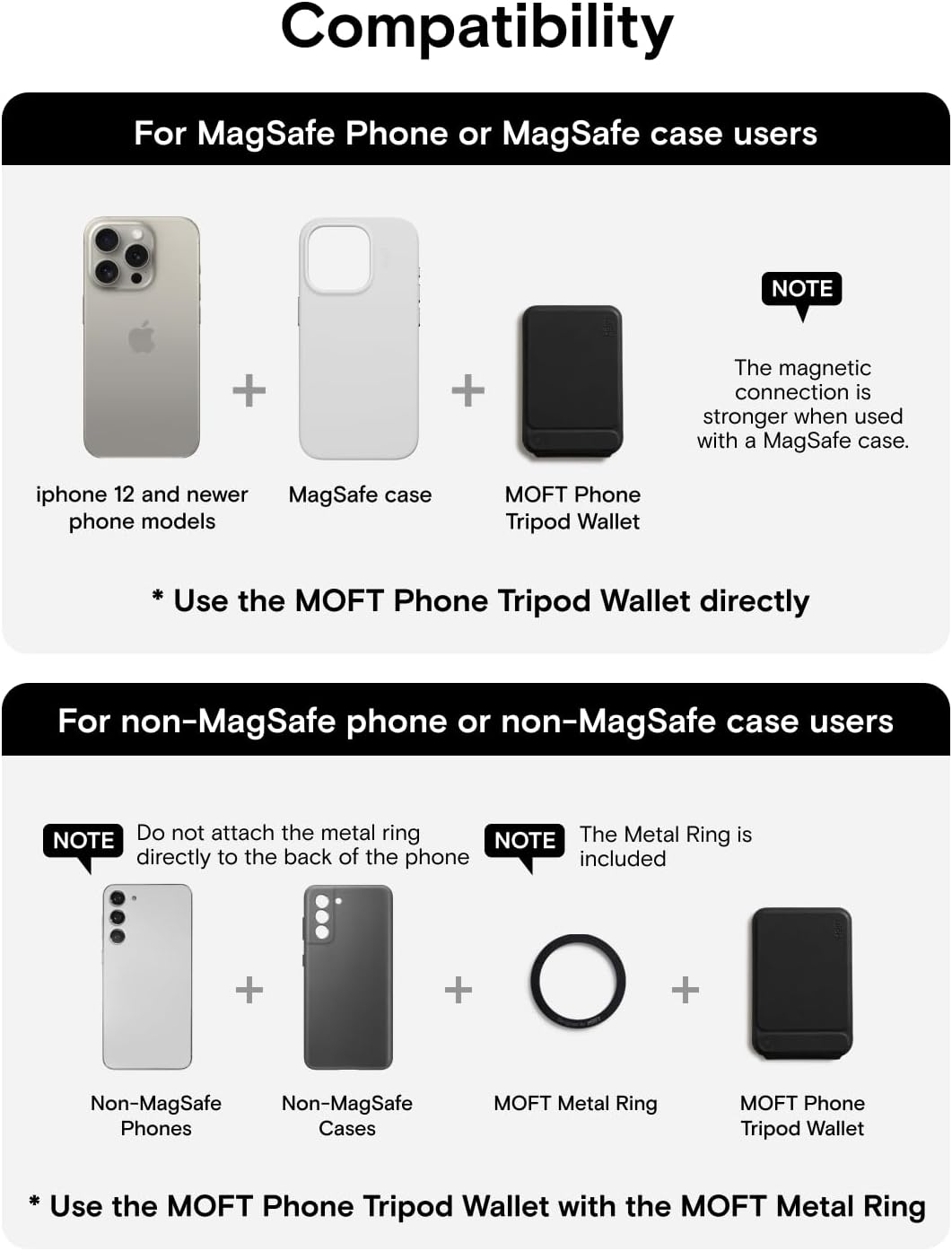 MOFT Phone Tripod Wallet, Magsafe Wallet Tripod Stand, Nfc-Supported Phone Wallet, Pocket-Size Selfie Stick, MOVAS Vegan Leather & Adjustable Angle Card Holder, Travel Essential, Jet Black image number 7