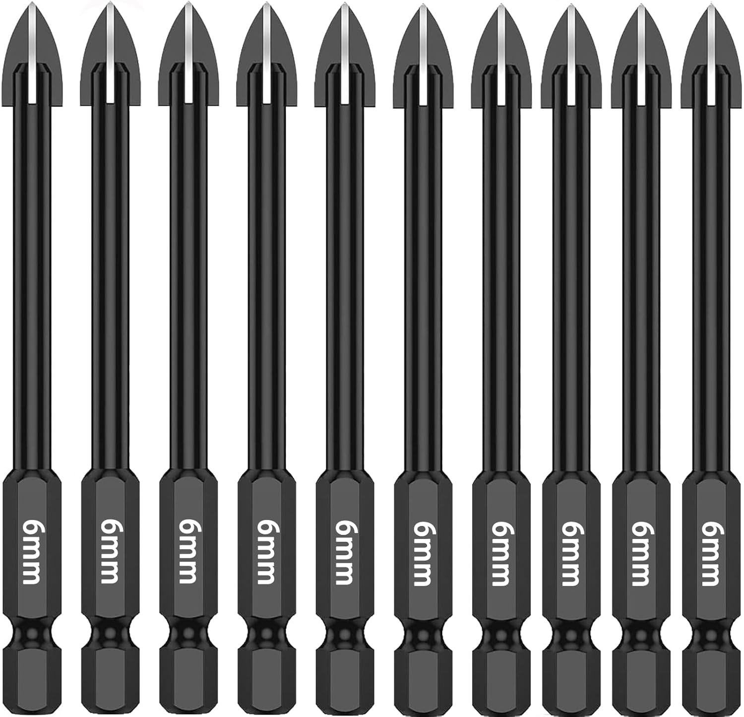 10Pcs Tile Porcelain Drill Bit, 8Mm Carbide Tip Drill Bits, Glass and Tile Drill Bit Set, Hex Shank, Work with Ceramic Porcelain Tile Wall Mirror Paver (8MM 10Pcs)