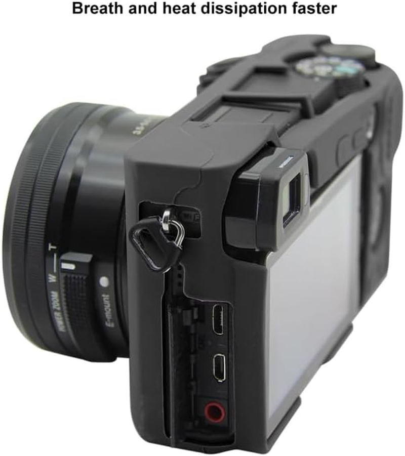 For Sony Alpha ILCE-6300 / A6400 Camera Case,Silicone Rubber Camera Housing Protective Cover Case for Sony Alpha ILCE-6300 / A6400,Black - Black image number 4