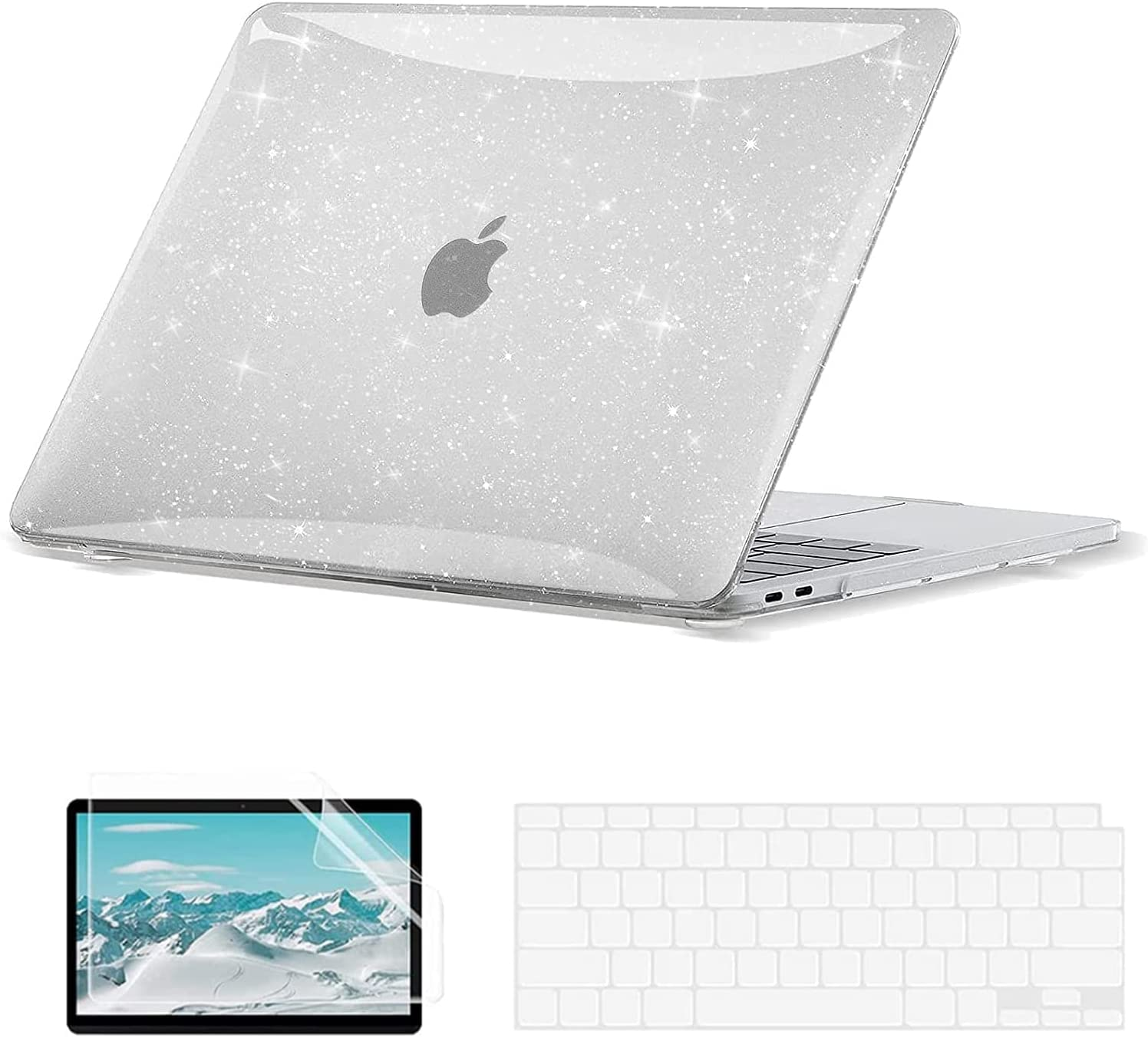 Eoocoo Hard Case Compatible with Macbook Air 13 Inch 2022 2021-2018 M1 A2337 A2179 A1932 with Retina Display, Air 13.3 Inch Case + Keyboard Skin Cover + Screen Protector, Crystal Clear