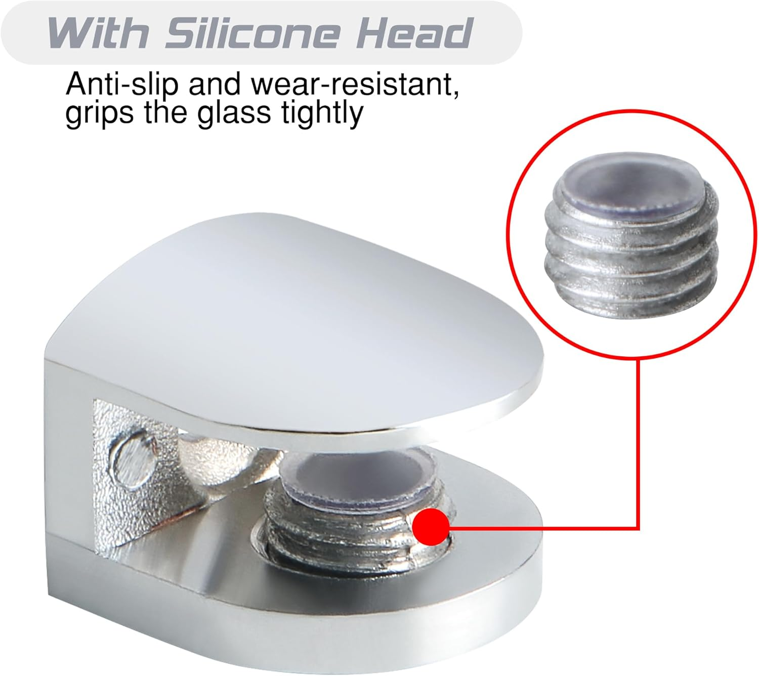 Alise Glass Shelf Bracket,Adjustable Clamp Brackets for Shelves,Wall Mount Clamps for 5-8Mm Glass Shelves,Bathroom Clip Holder Support Hardware Replacement Parts,Polished Chrome Pack of 4 image number 4