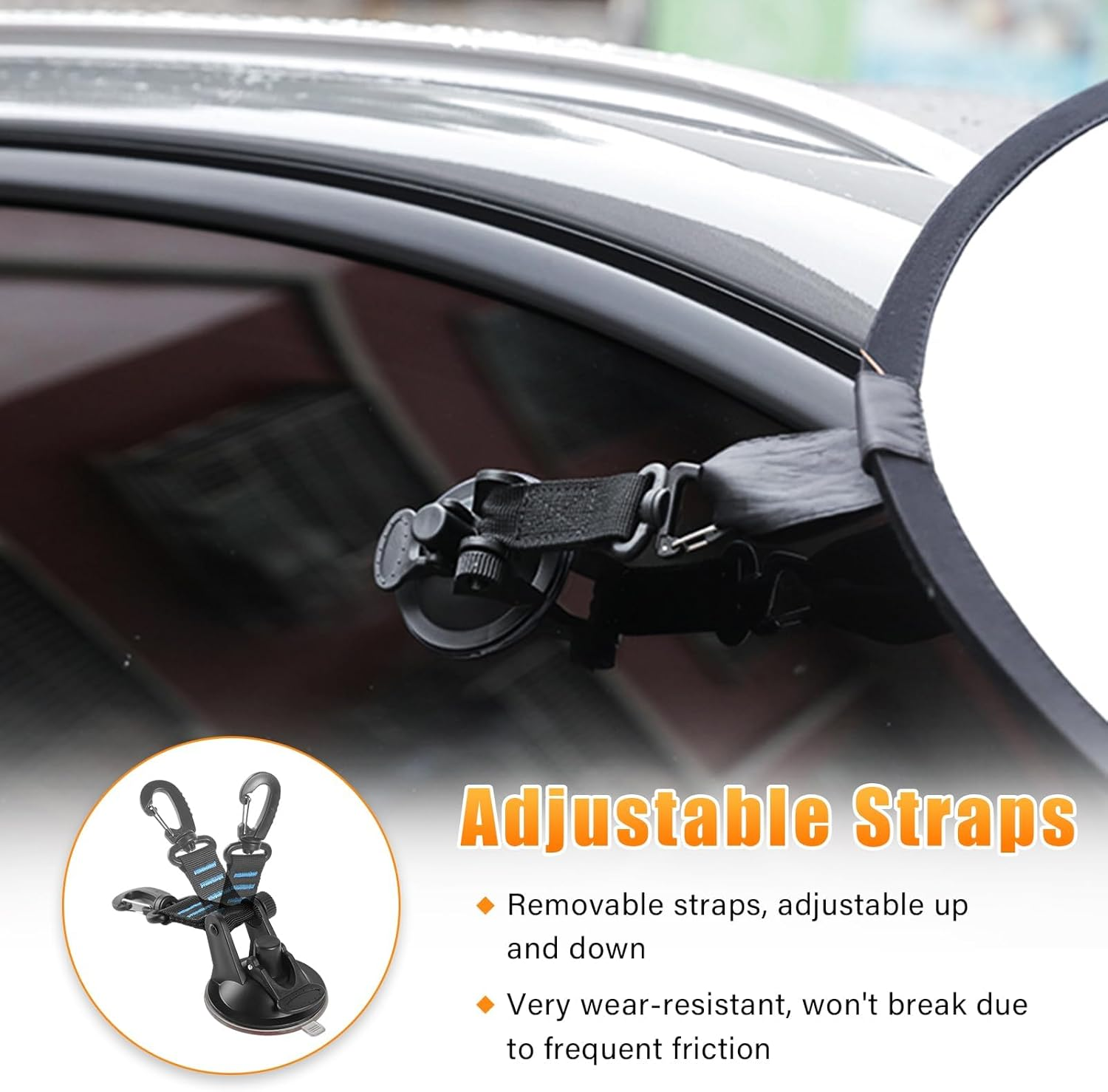 2PCS Heavy Duty Suction Cups, Car Strong Suction Cups Camping Tie down with Hook, Strong Power Viscous Silicone Suction Cup Attachment for Car Boat Awning Camping Trap (Blue) image number 2