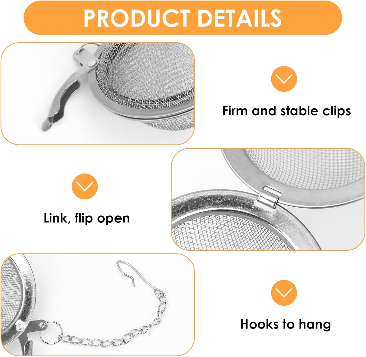 2 Pcs Stainless Steel Mesh Tea Balls, 4.5Cm & 5.5Cm Fine Mesh Tea Ball Infusers for Loose Leaf Tea, Herbs & Spices - Reusable, Durable & Dishwasher Safe (Silver)