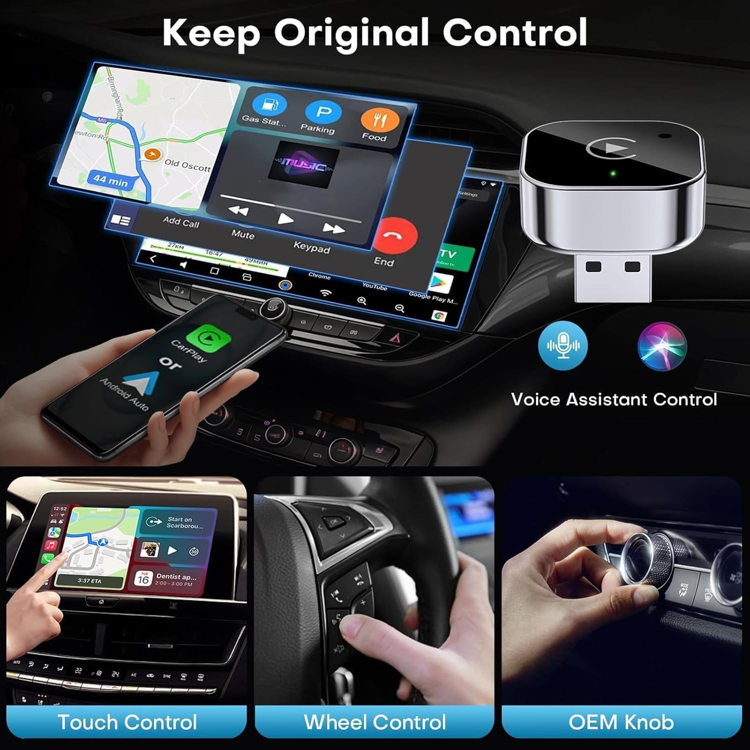 YUENTOEN Wireless Carplay Adapter, Wired Carplay to Wireless, Mini USB Design for Cars with Built-In Wired Carplay Plug and Play, Stable Connection, Easy Use Car Play for Iphone image number 3