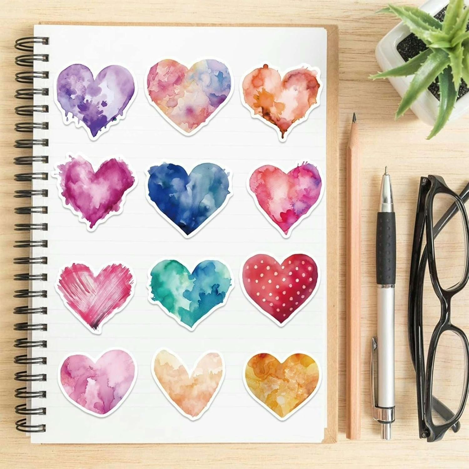 Heart Stickers for Kids, 50Pcs Cute Stickers for Kindle Book Laptop Computer Water Bottle Skateboard Guitar, Scrapbooking Supplies for Toddlers Kids Boys Girls Teens image number 6