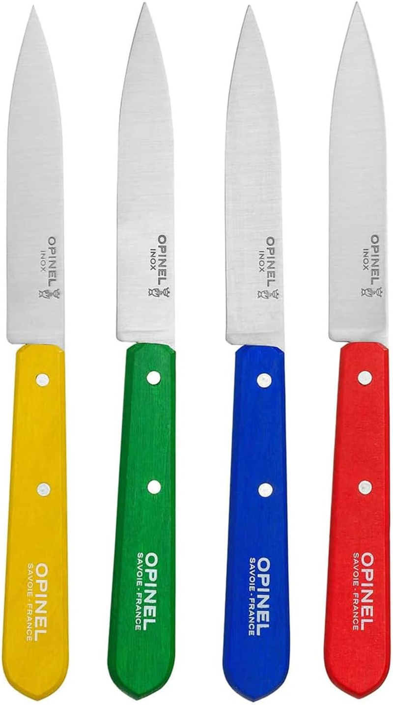 Opinel 112 Assorted Classic Colors Kitchen Paring Knives (Set of 4), Blue/Yellow image number 3