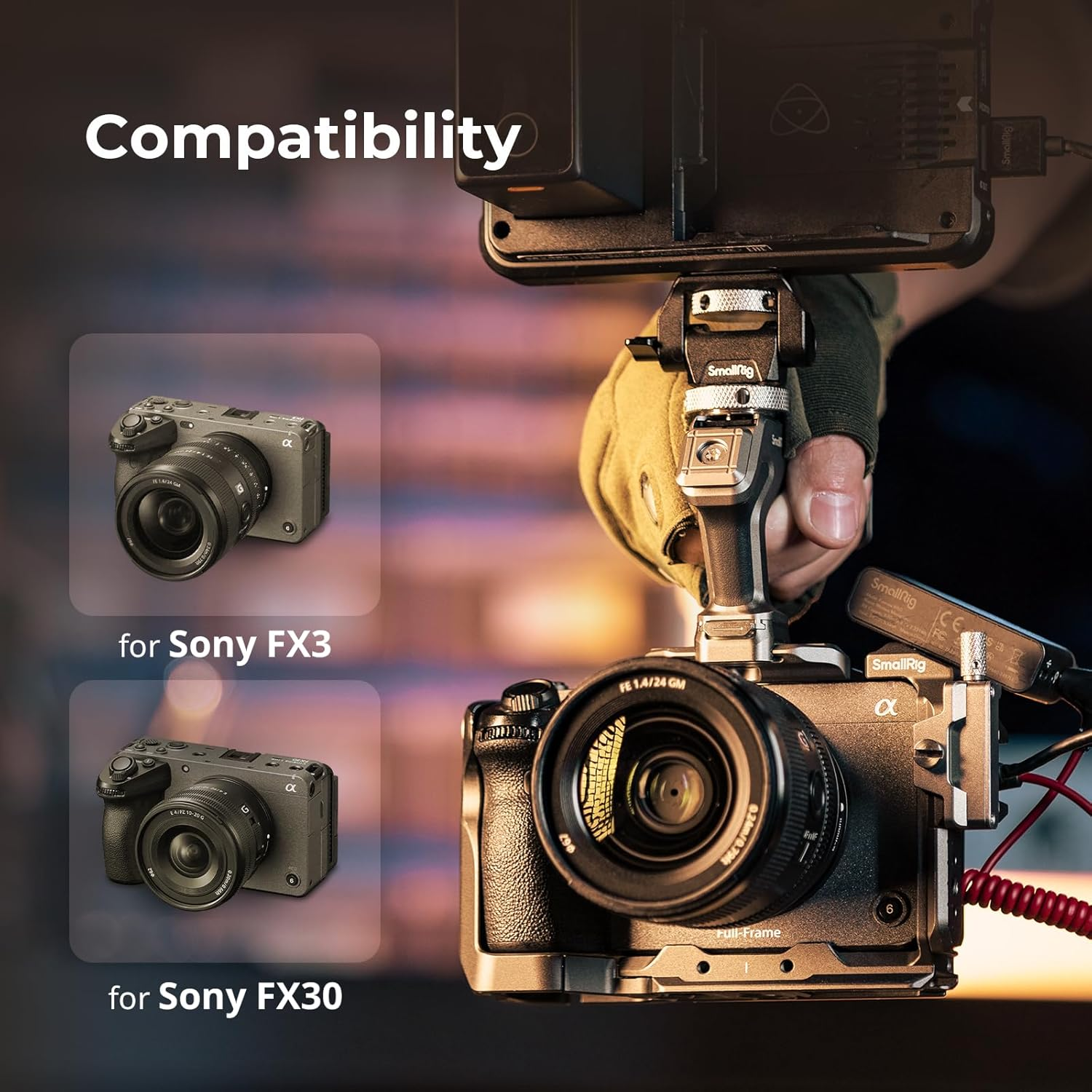 Smallrig FX3 / FX30 Hawklock Quick Release Camera Cage Kit for Sony with Cable Clamp, Bulit-In QR Cold Shoe NATO Rail/Qr Plate for Arca, Modular Design Compatible with Original XLR Handle - 4770 image number 6