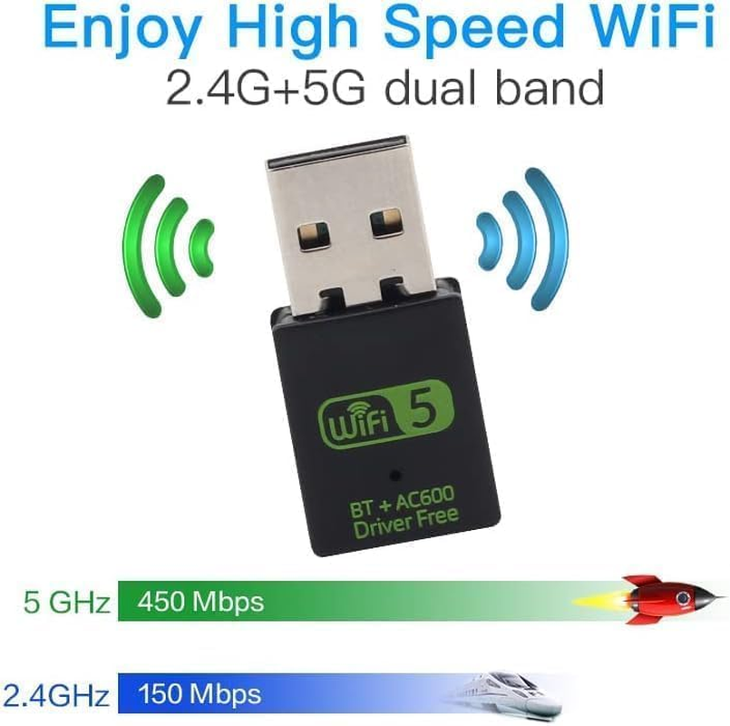 Bluetooth Dongle, WLAN USB Stick 600Mbps USB Wifi Bluetooth Adapter PC Dual Band 2.4Ghz/5Ghz Wireless Wi-Fi Network Card image number 6