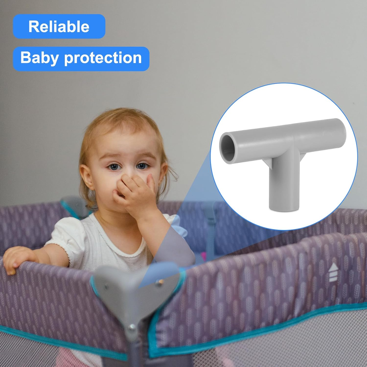 2Pcs Baby Playpen Parts T-Shaped Joints, 0.75 Inch Inner Diameter Baby Playpen Replacement Connectors Playpen Replacement Parts Baby Playpen Accessories for Baby Play Yard image number 1