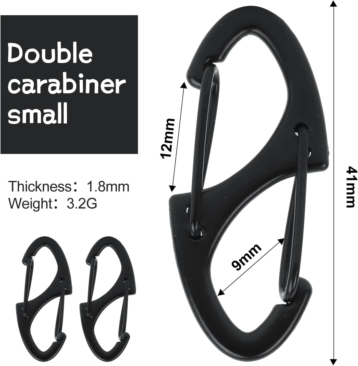 40 Pcs Colorful S Shaped Double Carabiner - (1.6 Inch) Dual Gate S Binder Carabiner - Trigger Snap Hooks for Small Doll Pendant Key Rings,Ideal for Camping Traveling Fishing image number 1