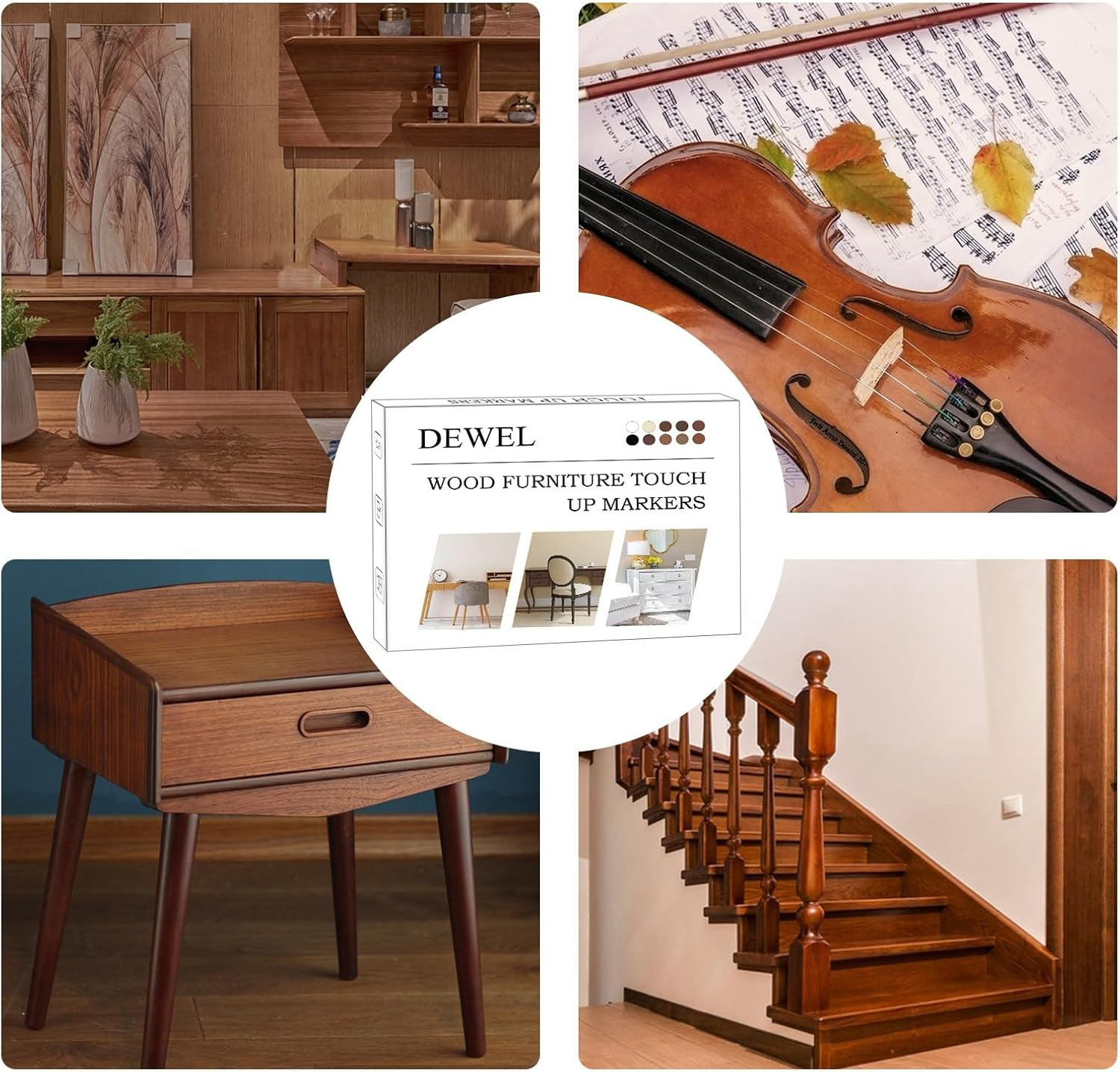 DEWEL Wood Filler Sticks, 10 Pcs Furniture Crayons for Scratches, Touch up Wax Sticks, Upgrade Furniture Repair Wax Crayons Kit for Scratches, Holes, Floor, Table, Laminate, Carpenters image number 4