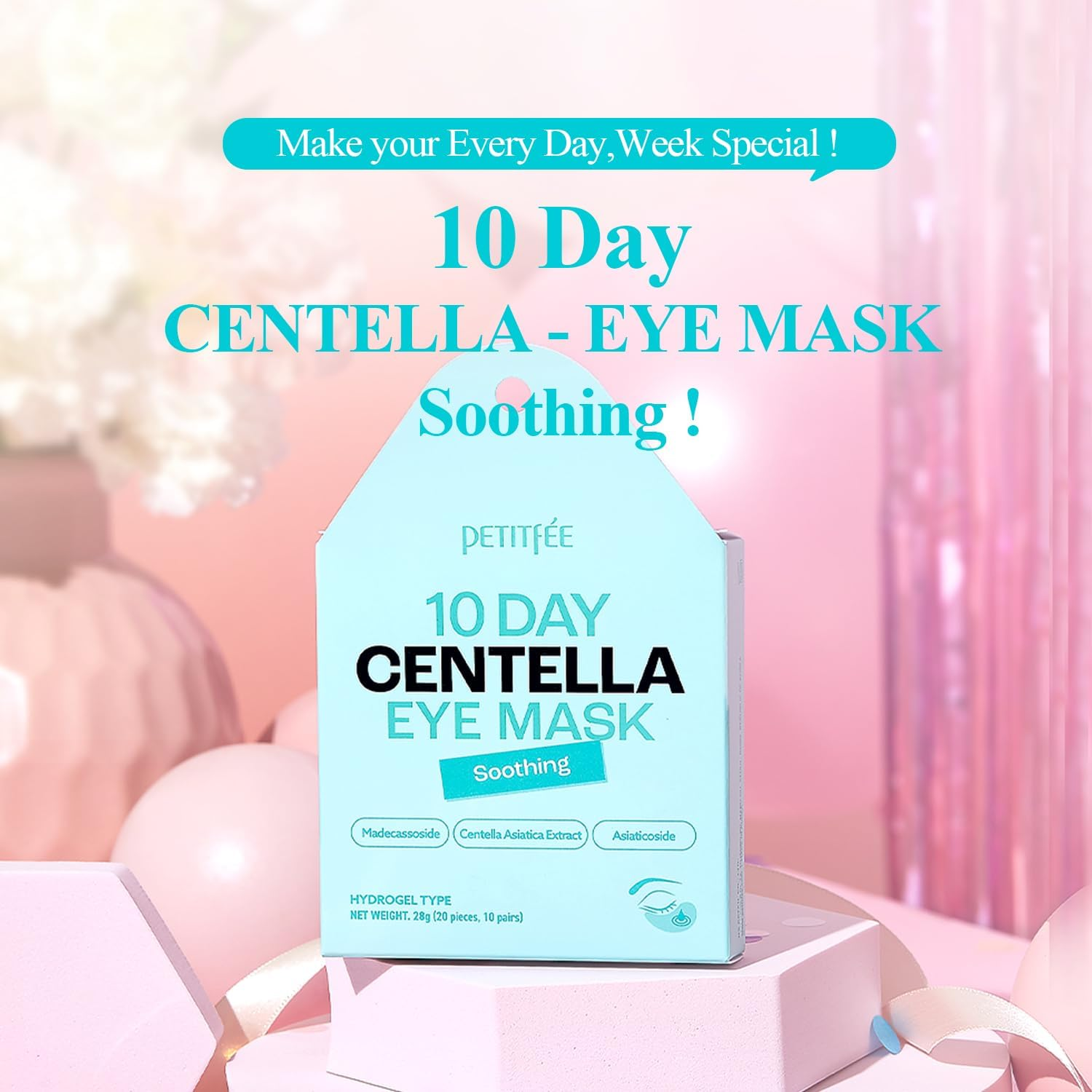 10 DAY Eye Mask Centella 20Pcs (10Pairs) - Soothing Eye Patch, Calming Eye Area with Madecassoside, Centella Asiatica Extract, Asiaticoside, Travel Friendly, Lightweight image number 2