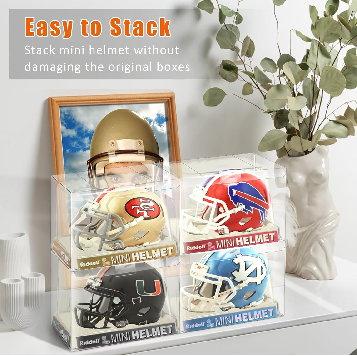 10 Pack Mini Football Helmet Display Case, Mini Helmet Protector Case, Mini Helmet Case for Display image number 2