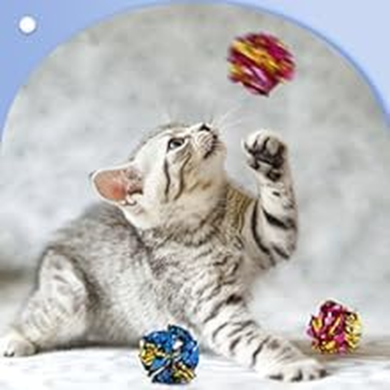 20Pcs 2.4" Crinkle Balls Cat Toys Funny Lightweight Shiny Crinkle Paper Ball Bright Color Paper Ball Kitten Toys Indoor Interactive Toy Ball with Crinkly Sound for Kittens and Adult Cats