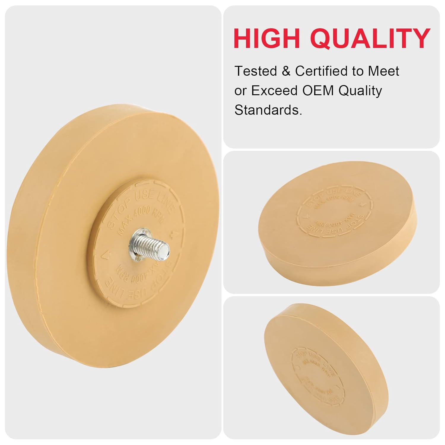 Rubber Eraser Wheel,Decal Remover Eraser Wheel - 4 Inch Pad with Drill Adapter - Adhesive Remover Tool,Removes Vinyl Decals,Stripes,Stickers,Tape,Emblems,Cars Trucks Rv'S Signs and More image number 5