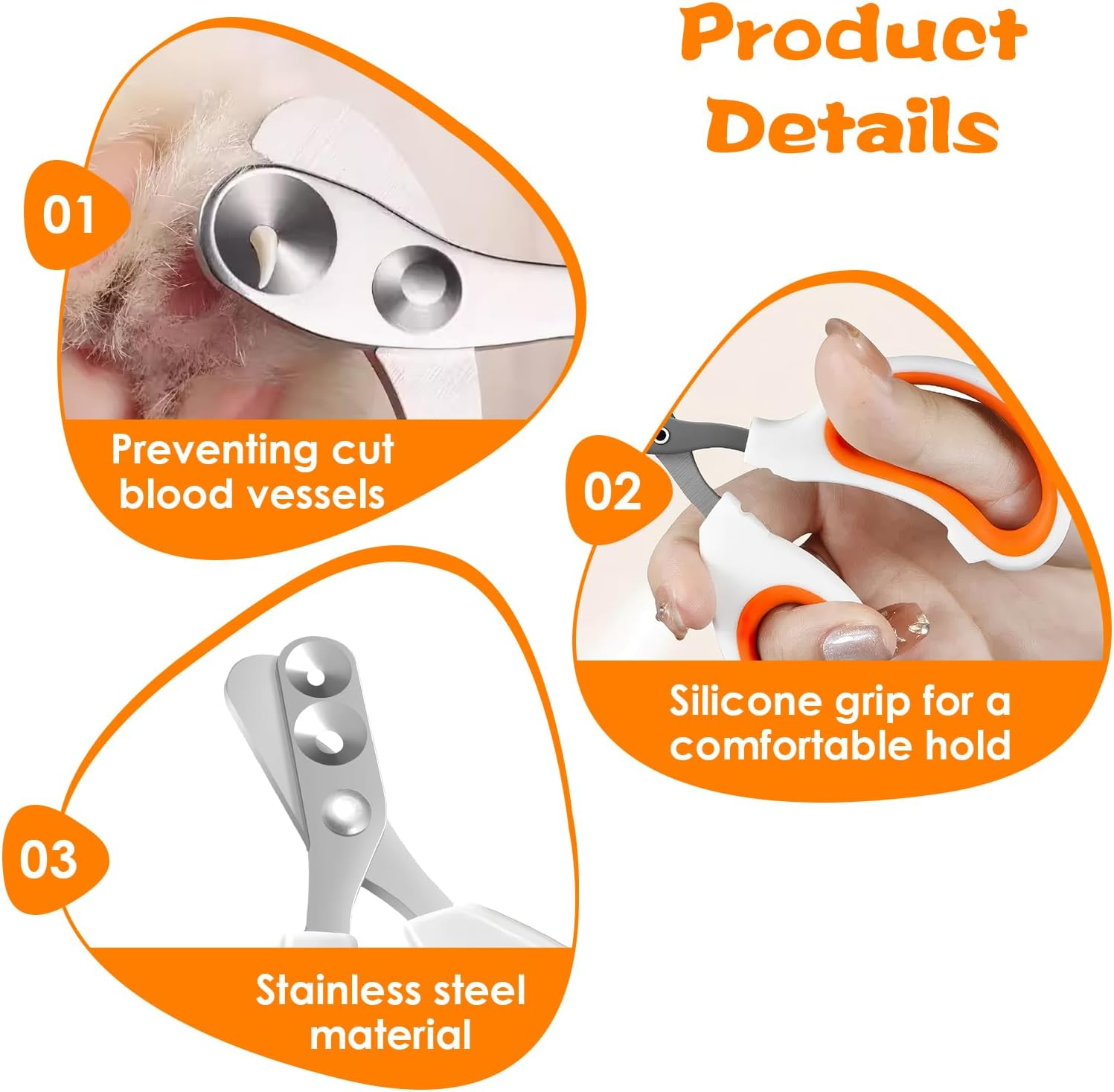 2 Pcs Cat Nail Clipper & Cat Claw Trimmer Set - Dual Hole Design for Safe & Precise Grooming, Professional Cat Claw Clippers for Cats, Kittens, Dogs, Puppies, Rabbits, Birds & Hamsters image number 4