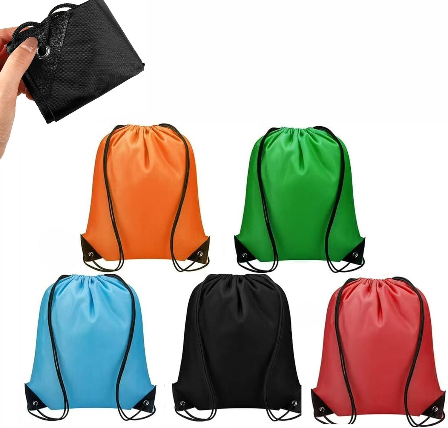 5Pcs Drawstring Backpack Bulk Drawstring Bag Nylon Cinch Sack Backpack Bag,Drawstring Gym Bag,Drawstring Backpack Draw String Bags for Sports,Travelling,Beach and Yoga(Multicolor)