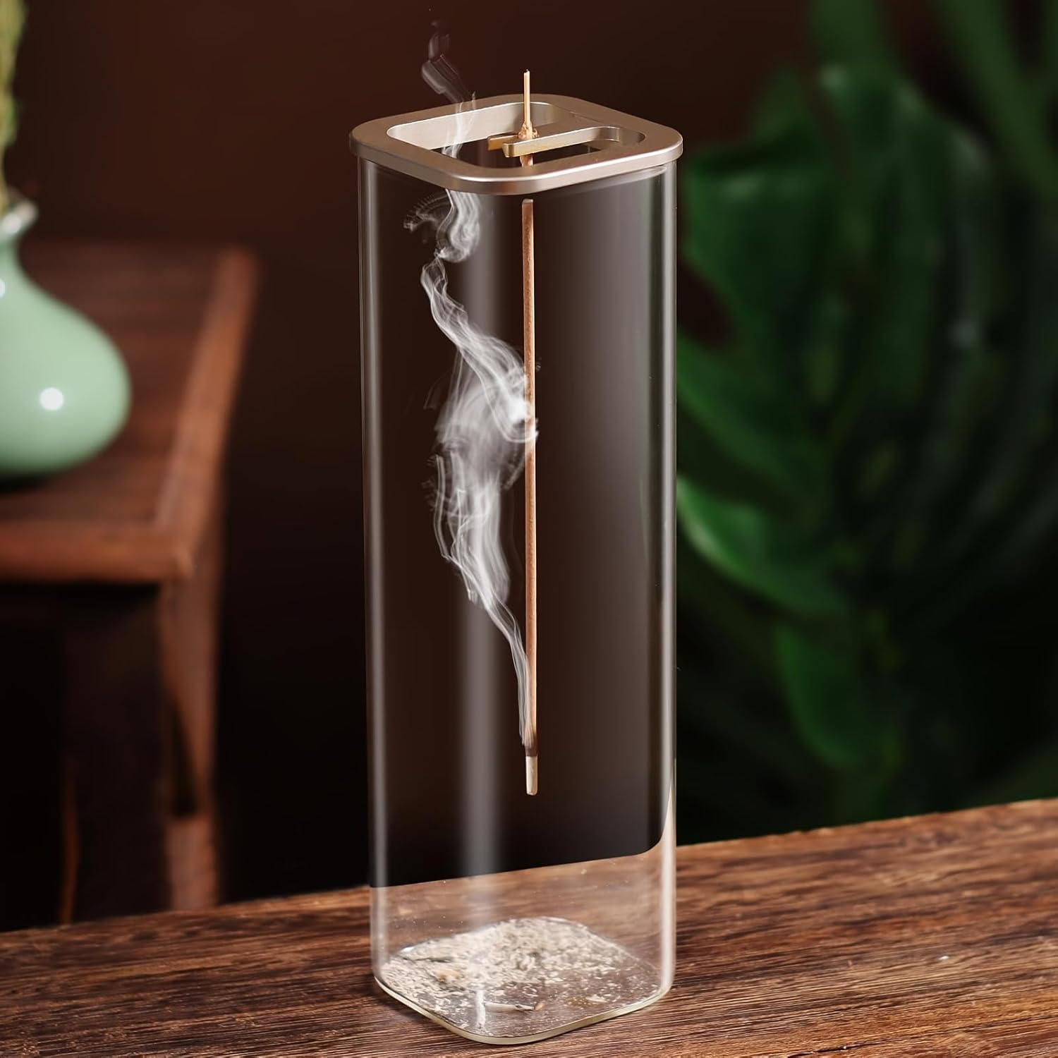 Glass Incense Holder with Metal Base for Meditation, Yoga, Spa Rooms, and Home Decor image number 2