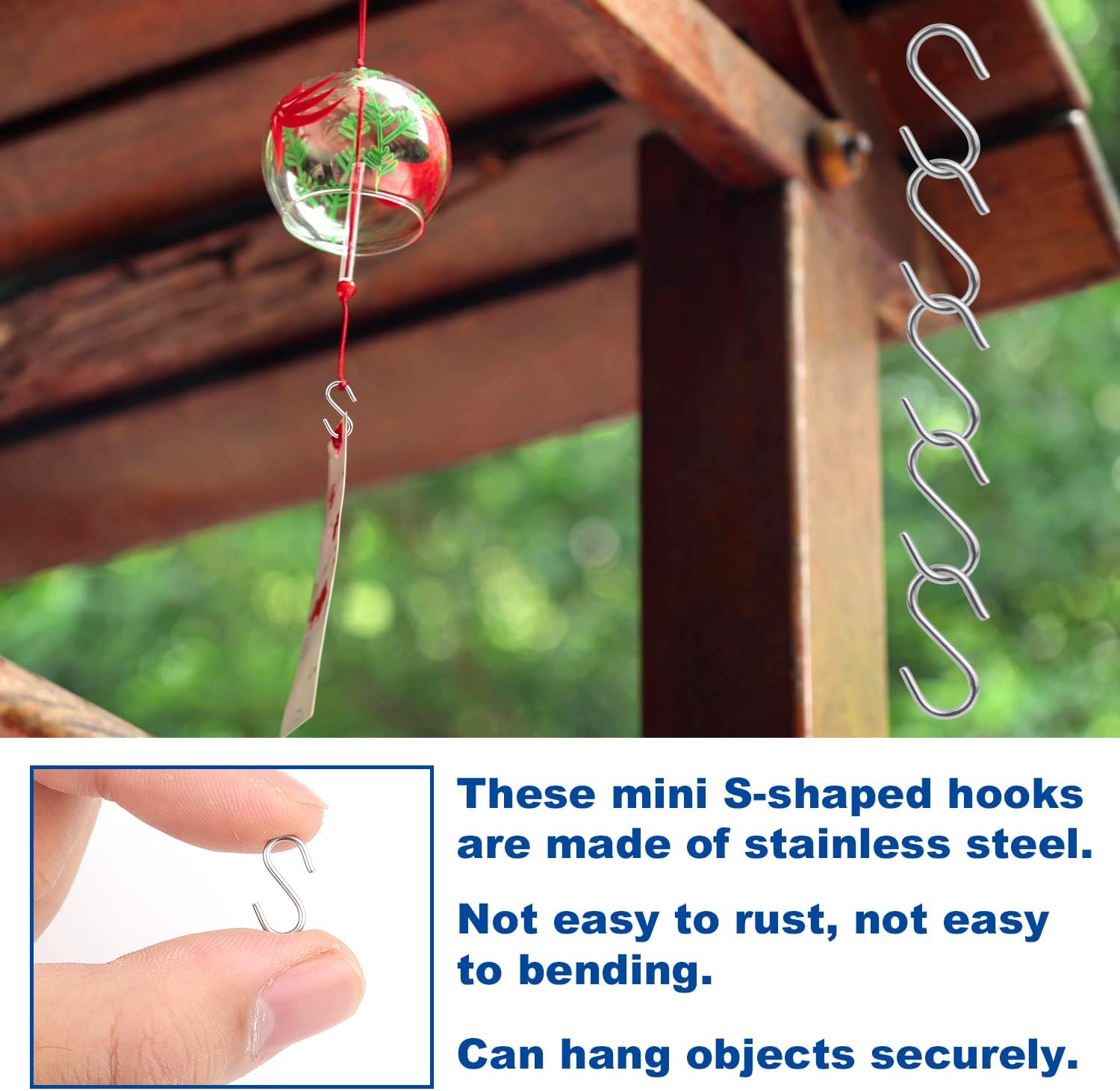 200Pcs Mini S Hooks for Hanging, 1/2 Inch Stainless Steel Tiny Miniature Ornament Hooks Metal Wire Small S-Shaped Hangers Connectors for Jewelry Making DIY Craft Keychain (Silver) image number 5